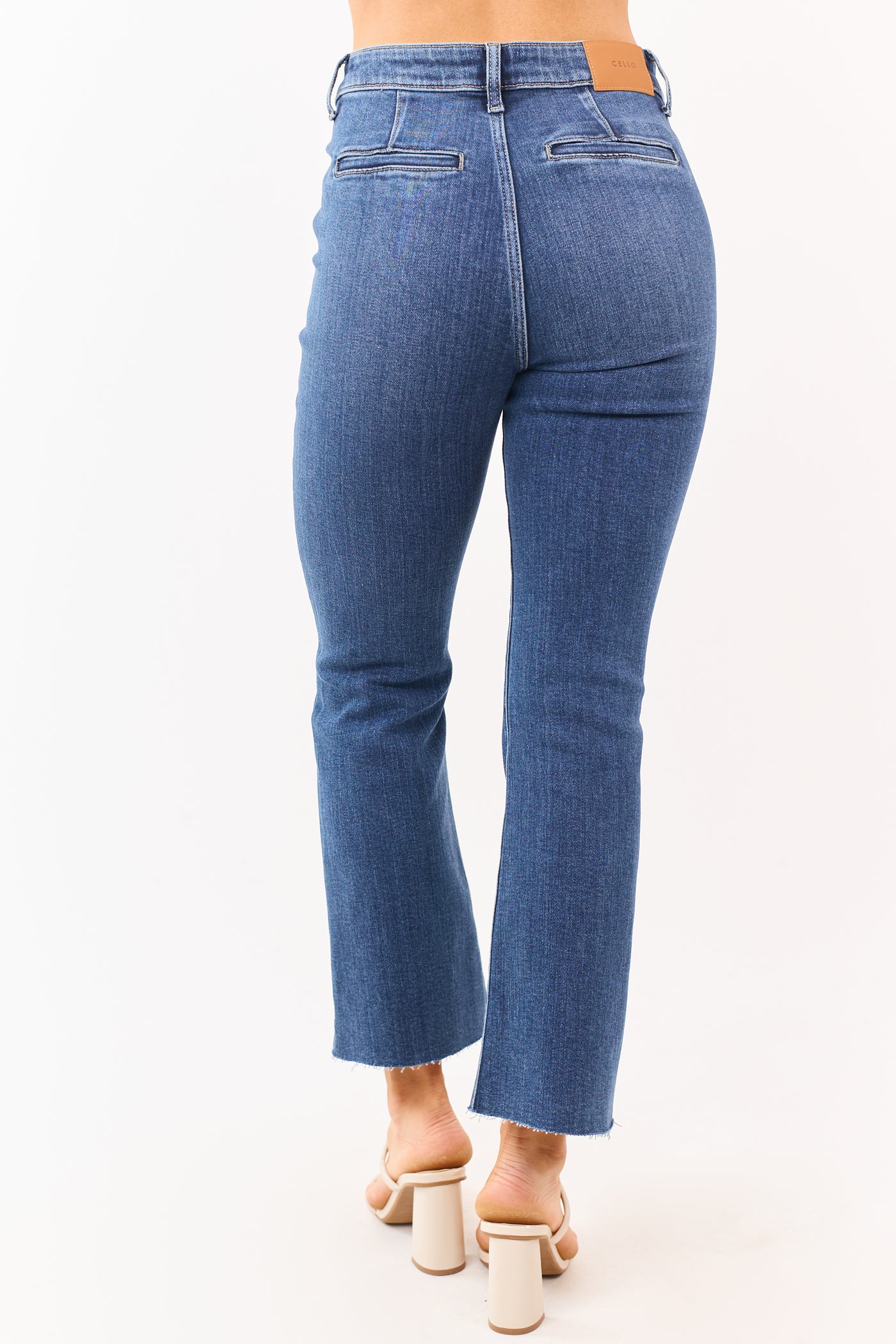 Cello Dark Wash High Rise Stretchy Flare Jeans
