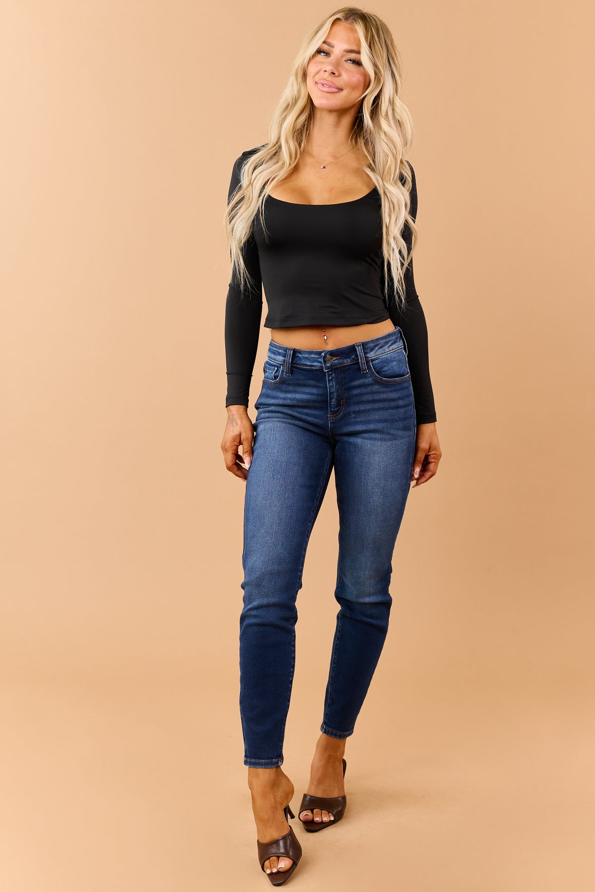 Cello Dark Wash Mid Rise Stretchy Skinny Jeans