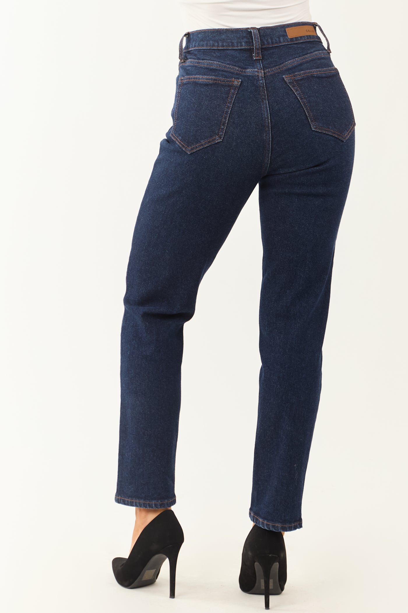 Cello Dark Wash Stretchy Straight Leg Jeans