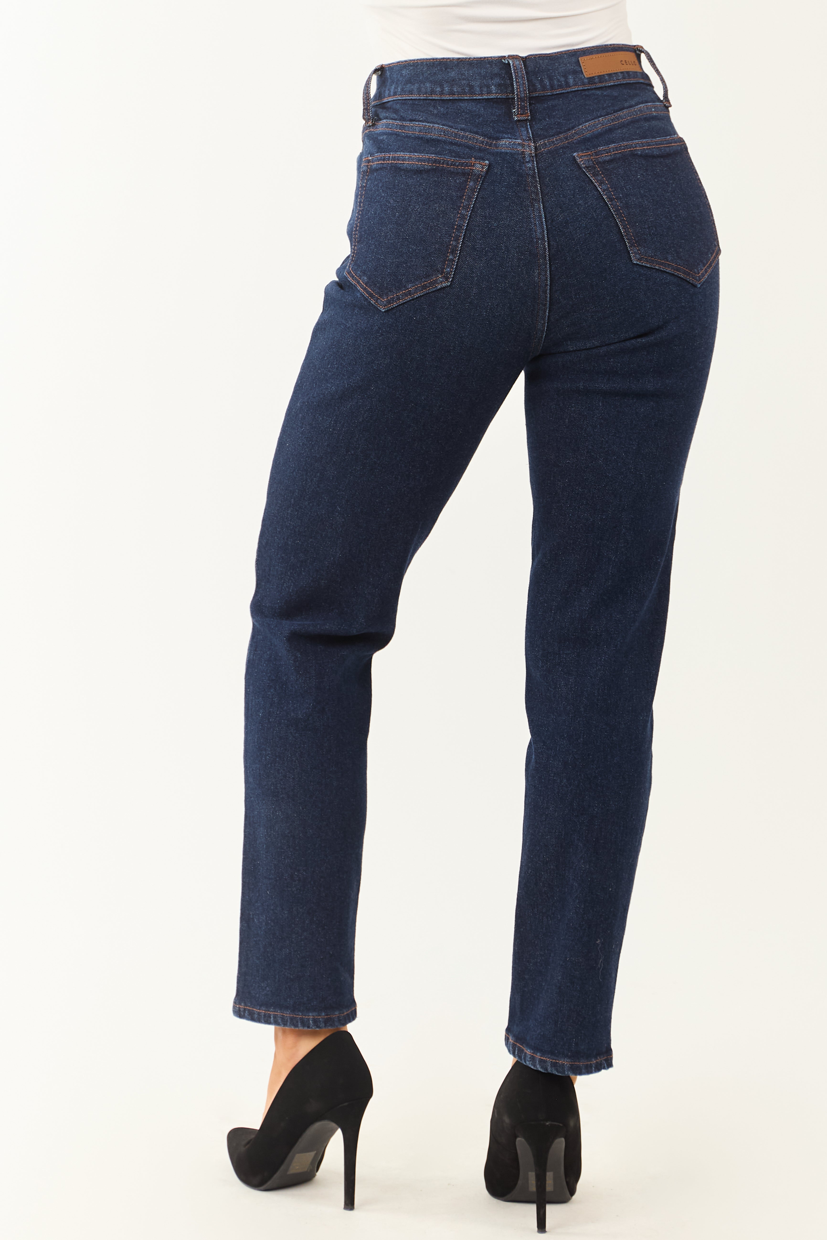 Cello Dark Wash Stretchy Straight Leg Jeans