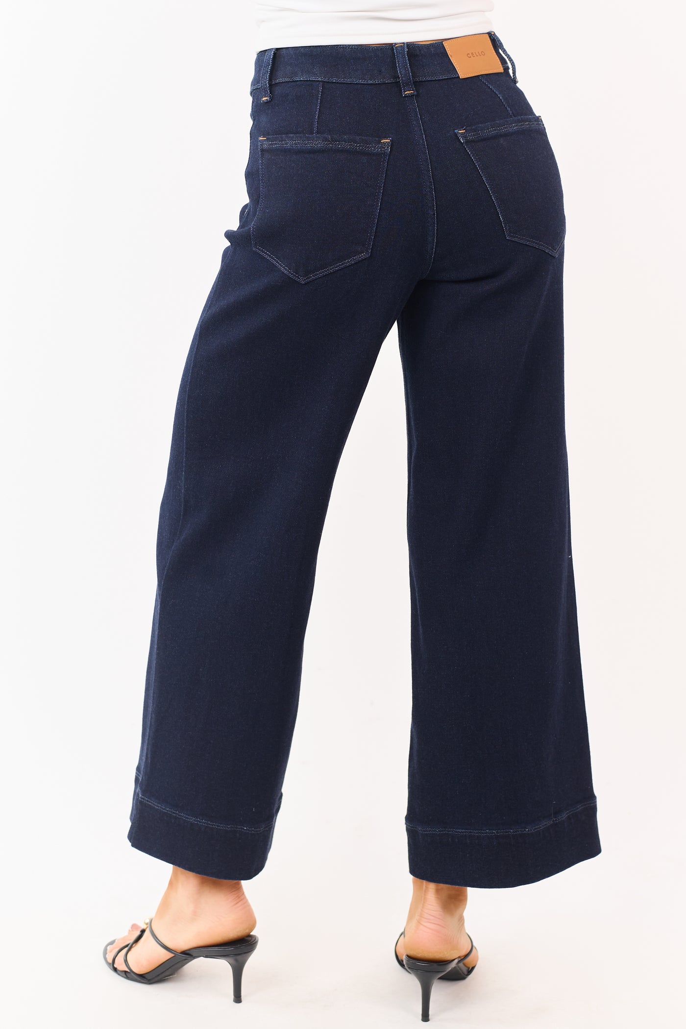 Cello Dark Wash Stretchy Wide Leg Sailor Jeans