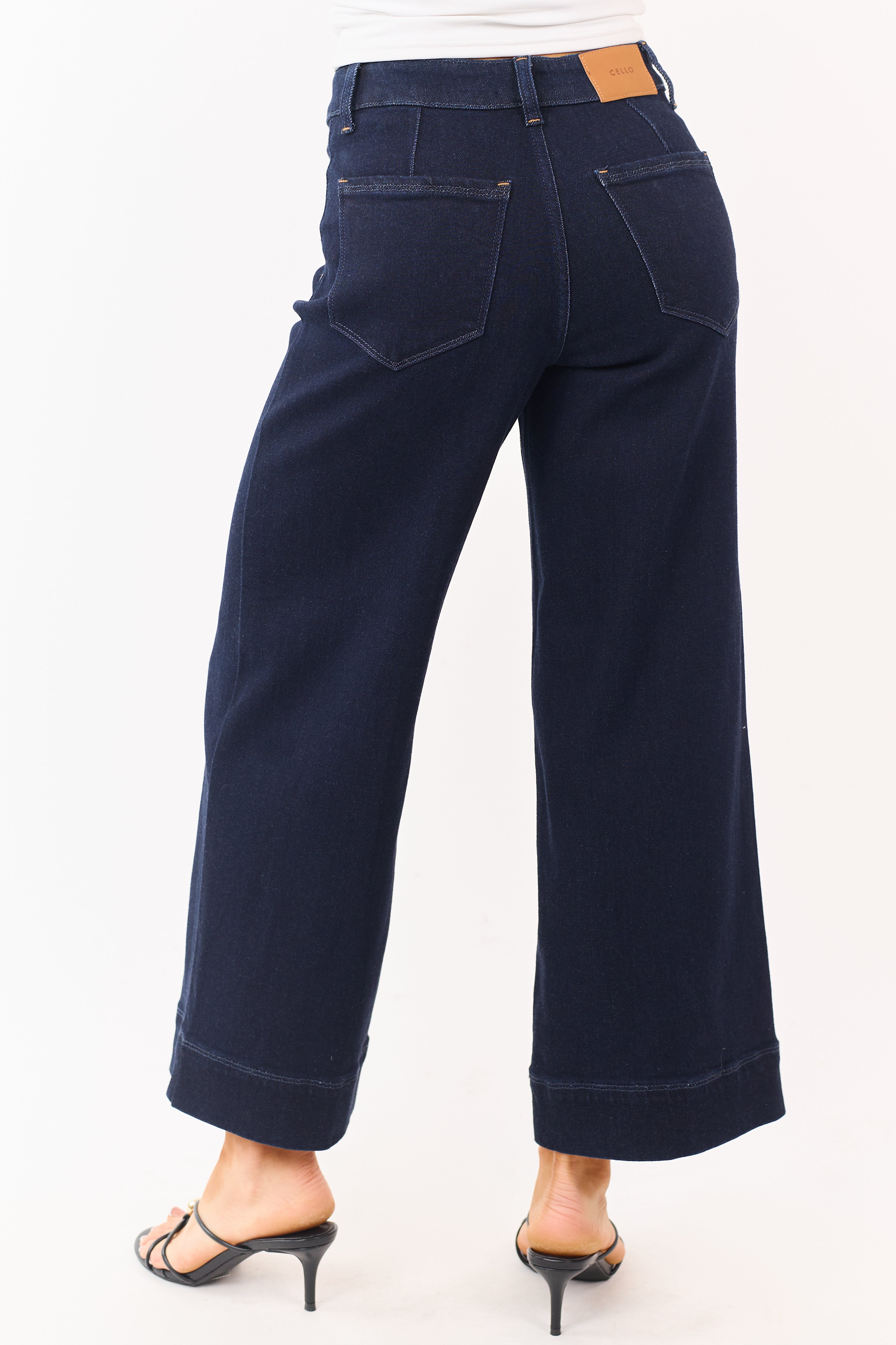 Cello Dark Wash Stretchy Wide Leg Sailor Jeans