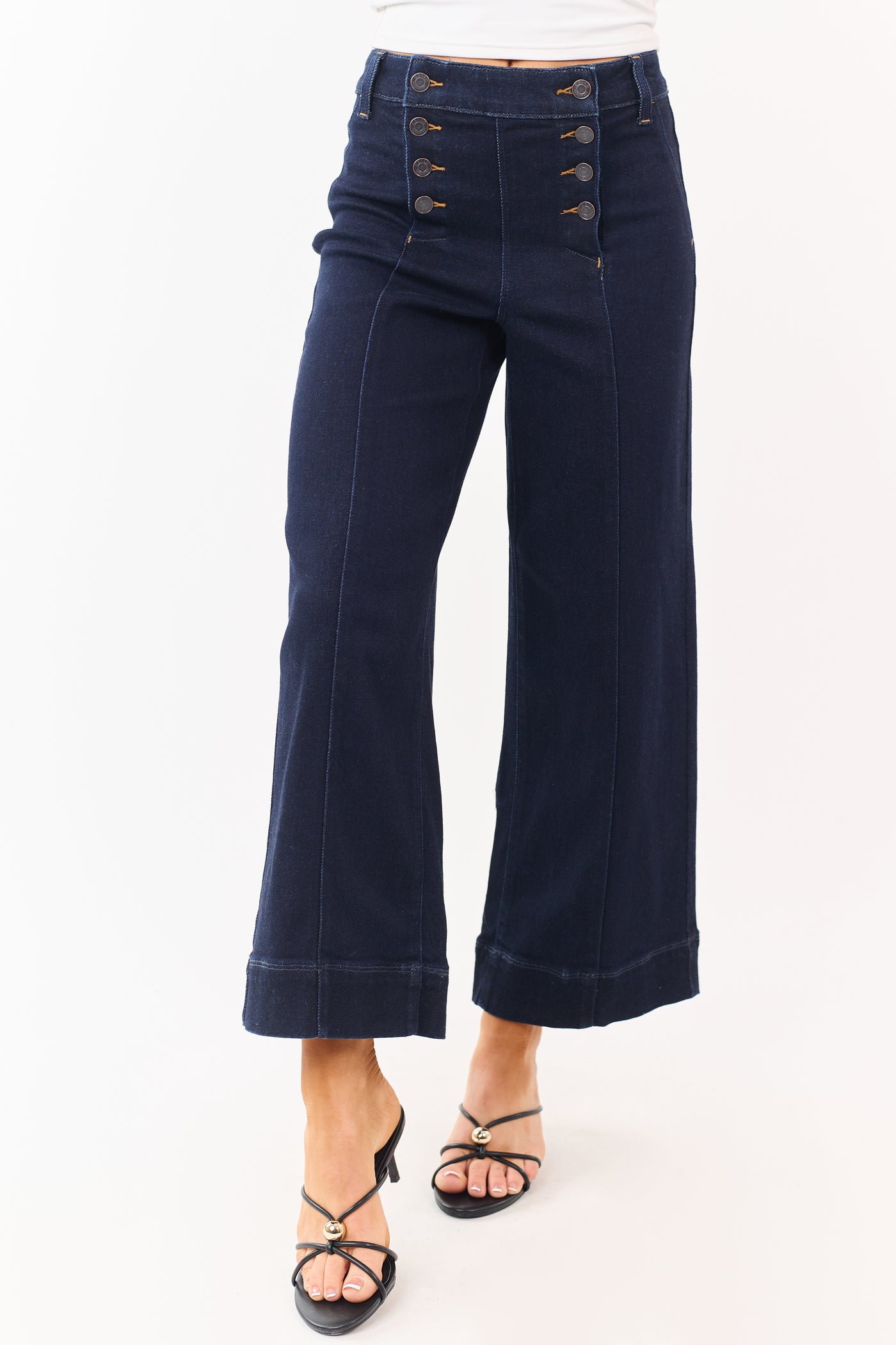 Cello Dark Wash Stretchy Wide Leg Sailor Jeans