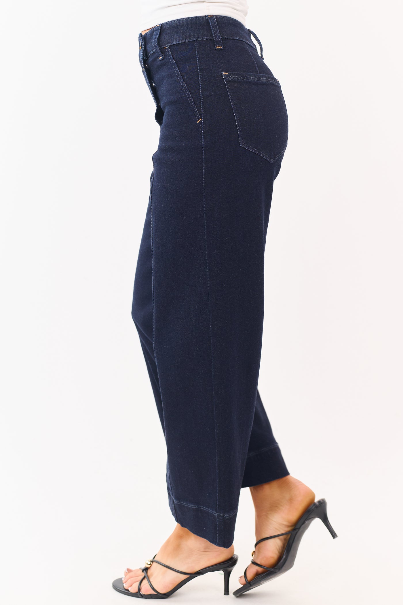 Cello Dark Wash Stretchy Wide Leg Sailor Jeans