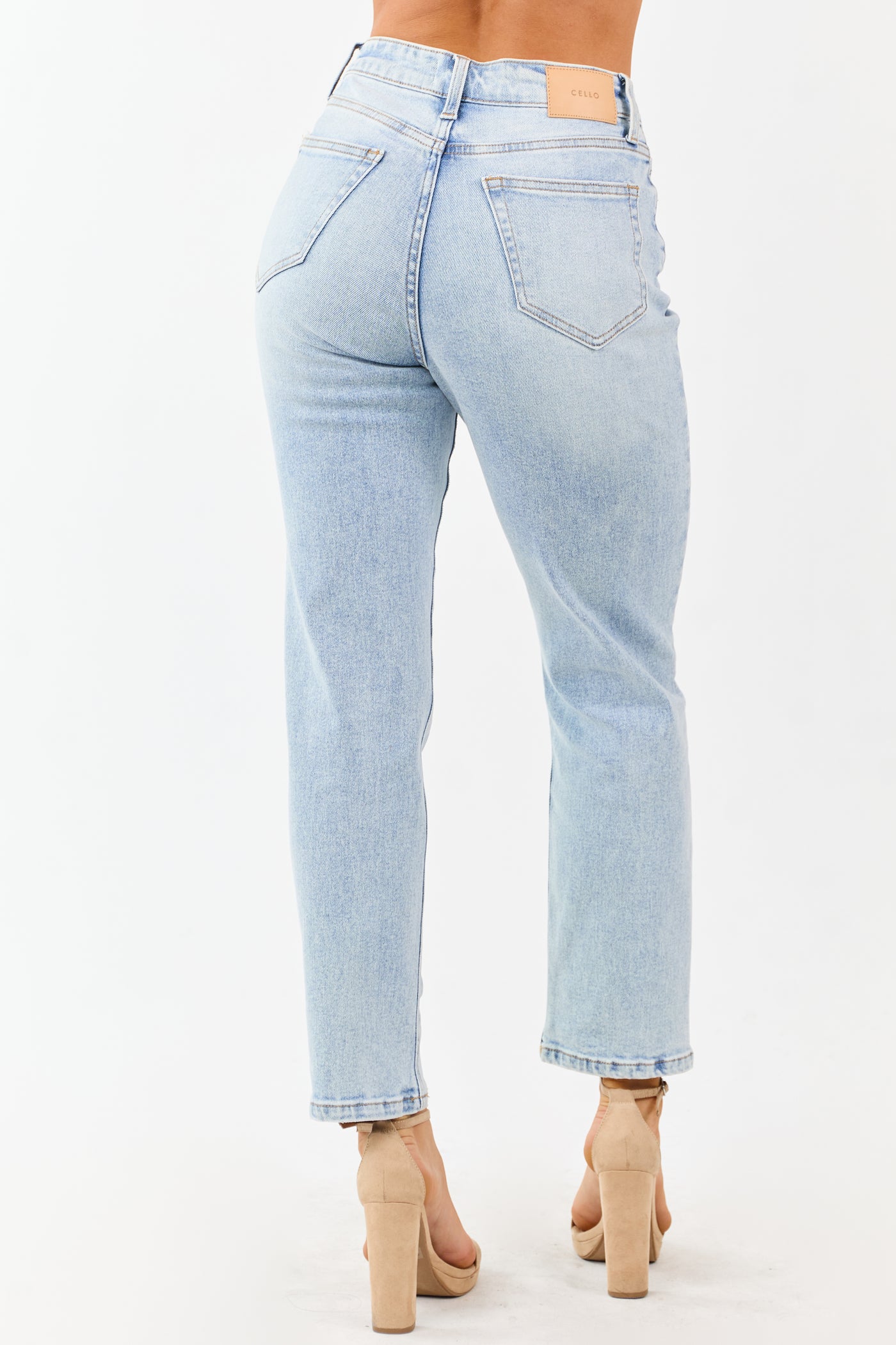 Cello Light Acid Wash Stretchy Straight Jeans