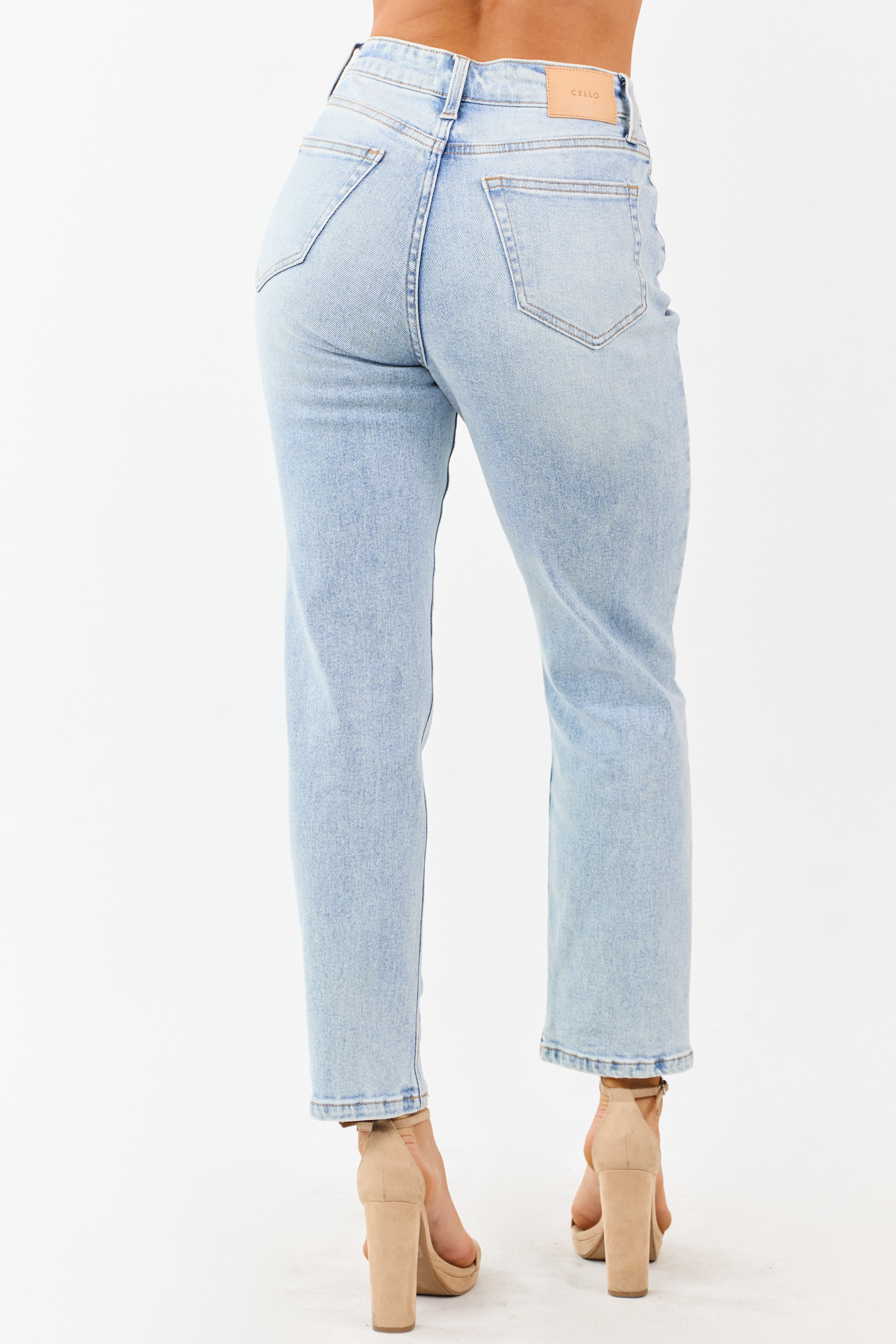 Cello Light Acid Wash Stretchy Straight Jeans