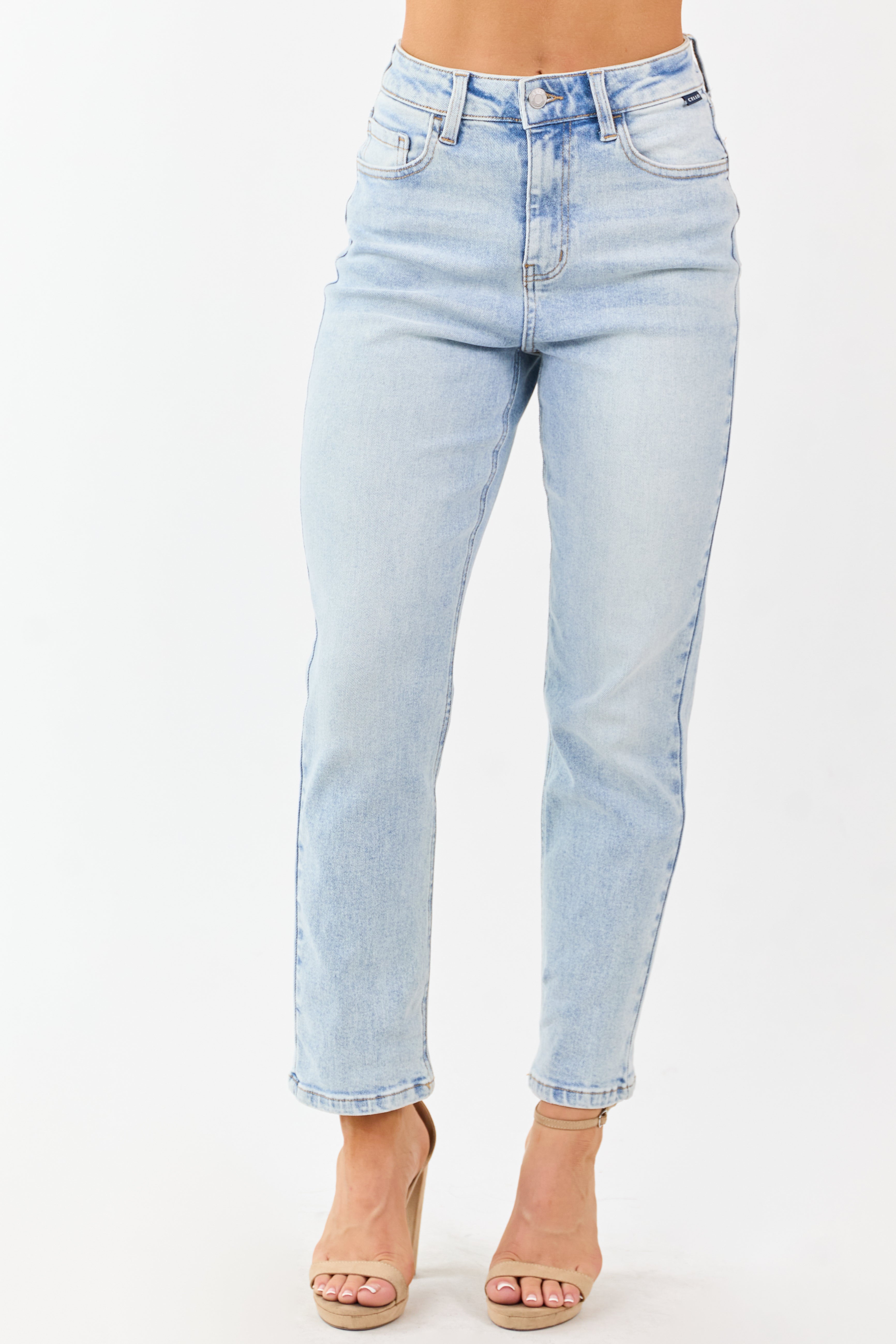 Cello Light Acid Wash Stretchy Straight Jeans