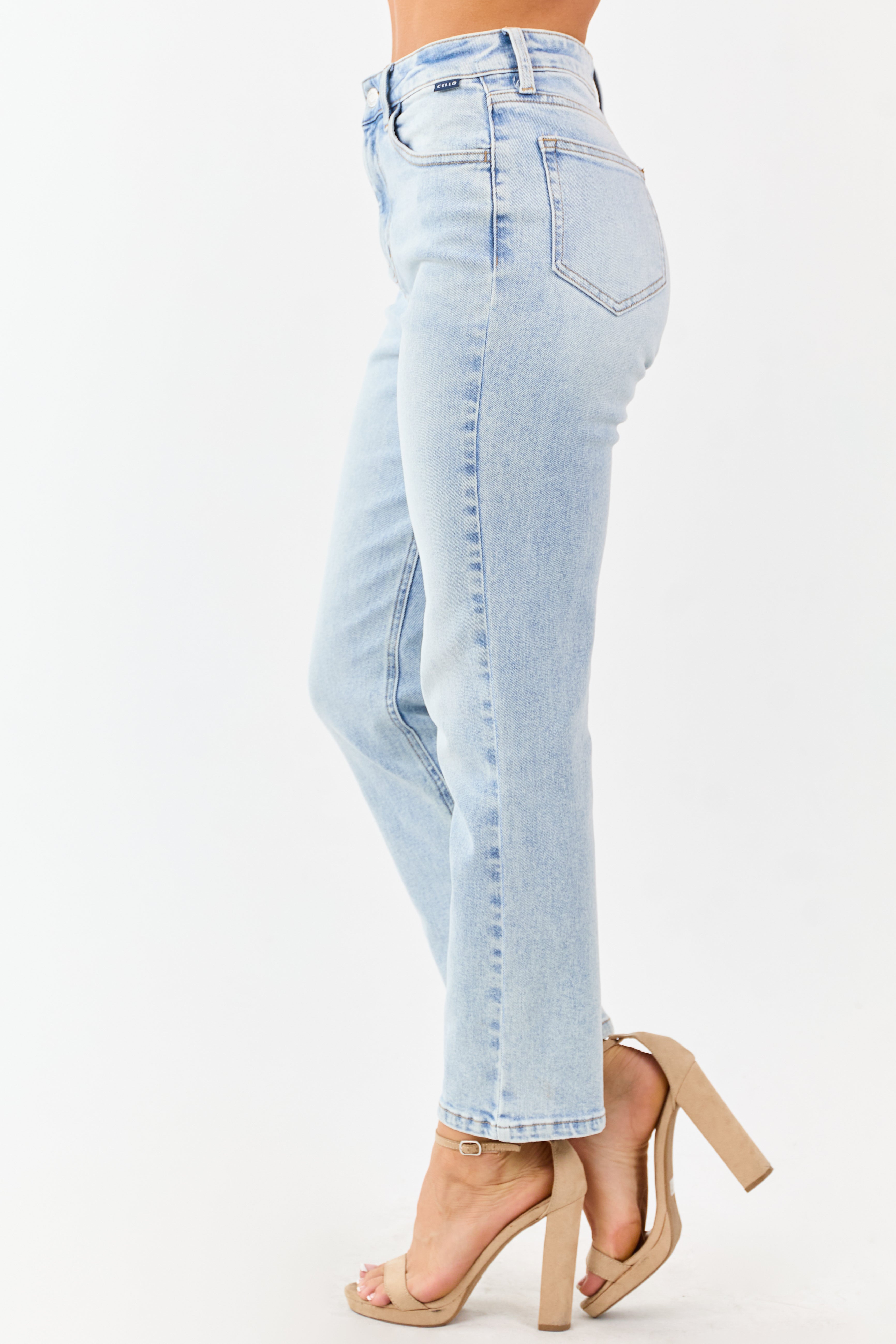 Cello Light Acid Wash Stretchy Straight Jeans