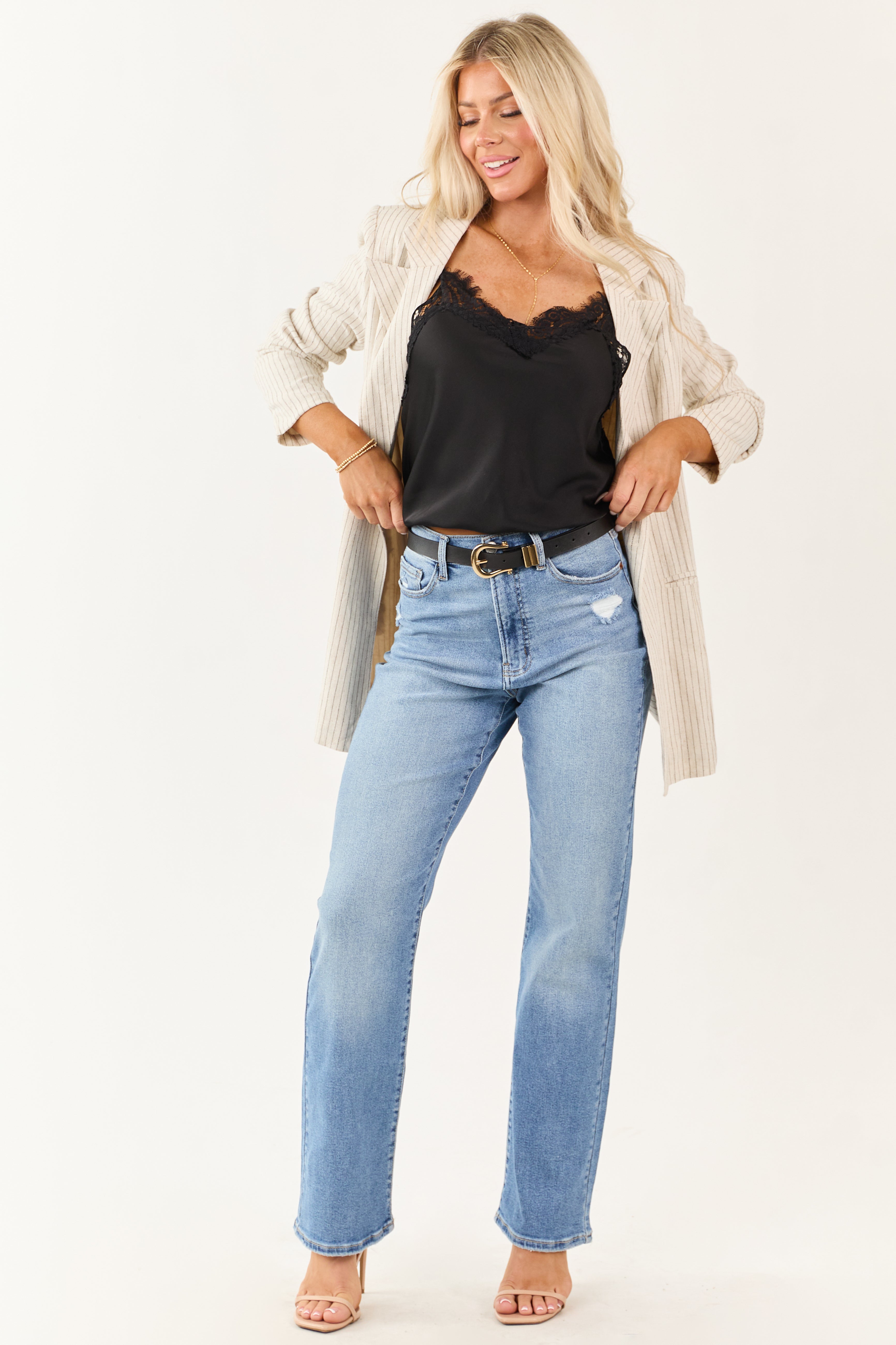 Cello Light Wash High Rise Stretchy Dad Jeans
