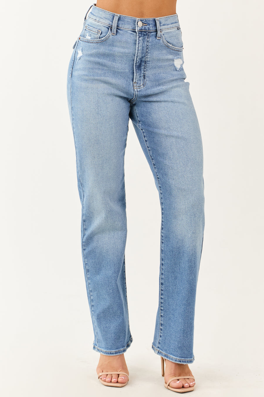 Cello Light Wash High Rise Stretchy Dad Jeans