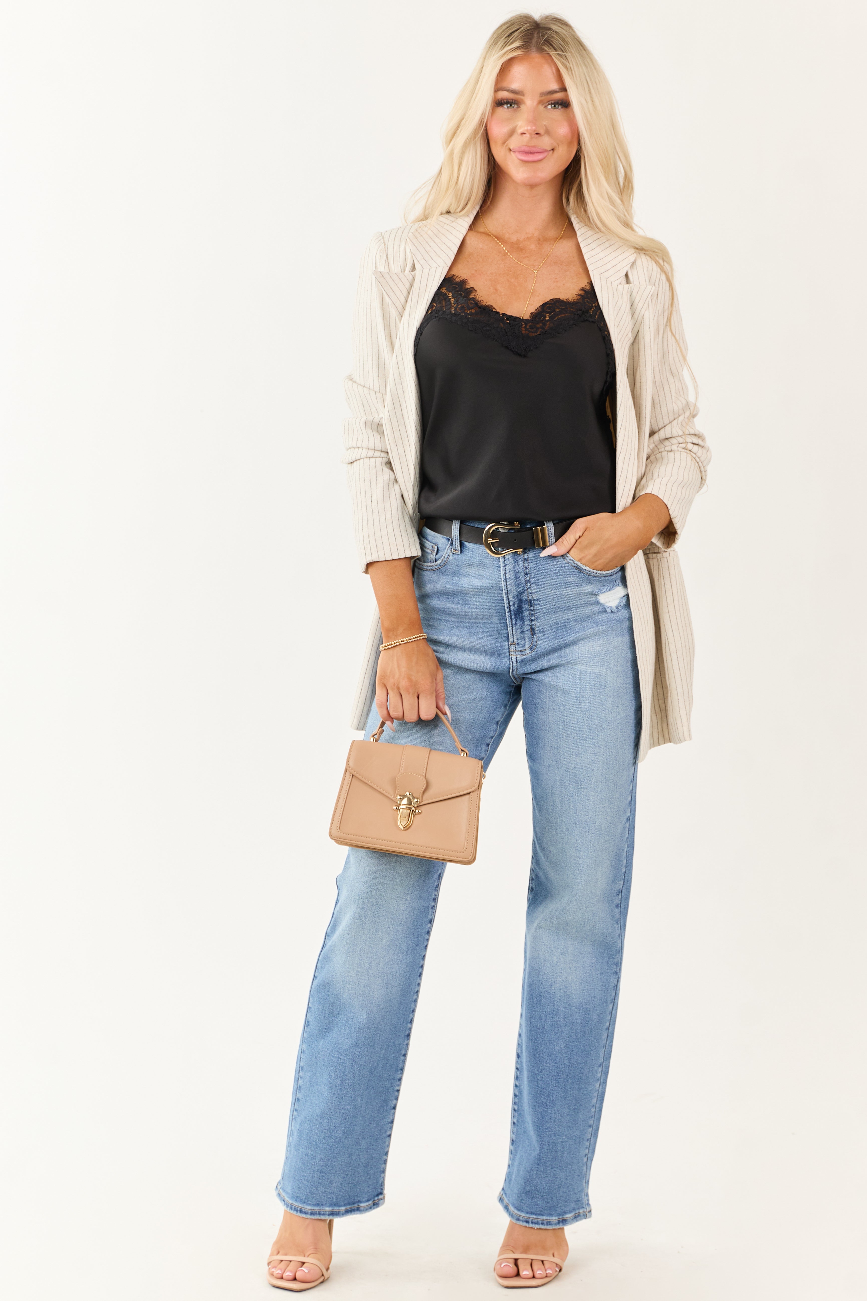 Cello Light Wash High Rise Stretchy Dad Jeans