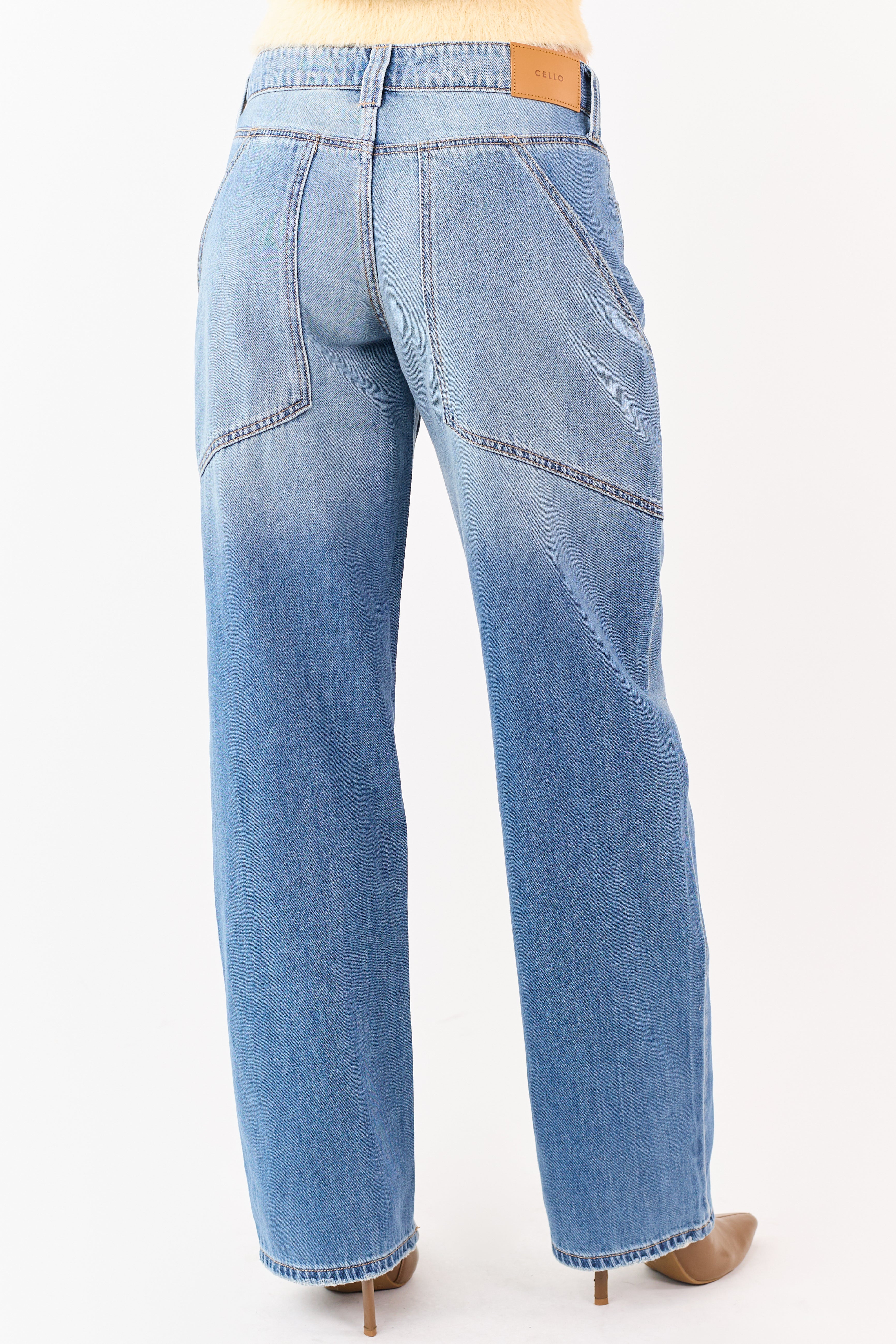 Cello Light Wash Low Baggy Relaxed Straight Jeans