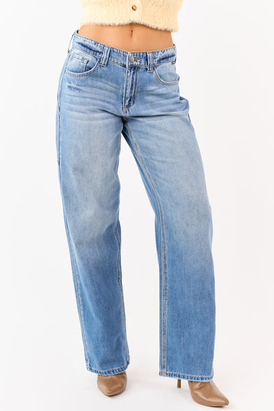 Cello Light Wash Low Baggy Relaxed Straight Jeans