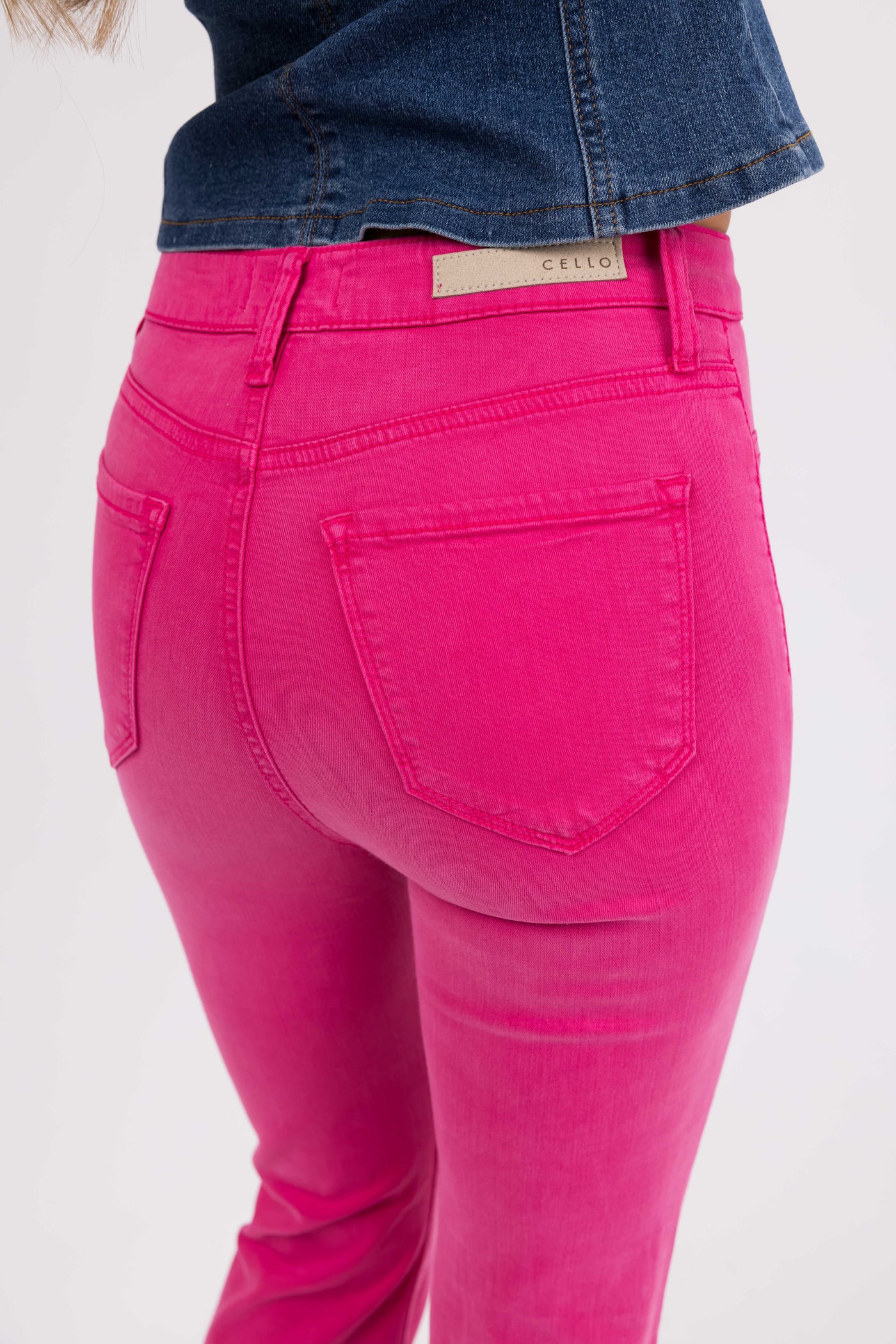 Cello Magenta High Rise Flare Leg Jeans