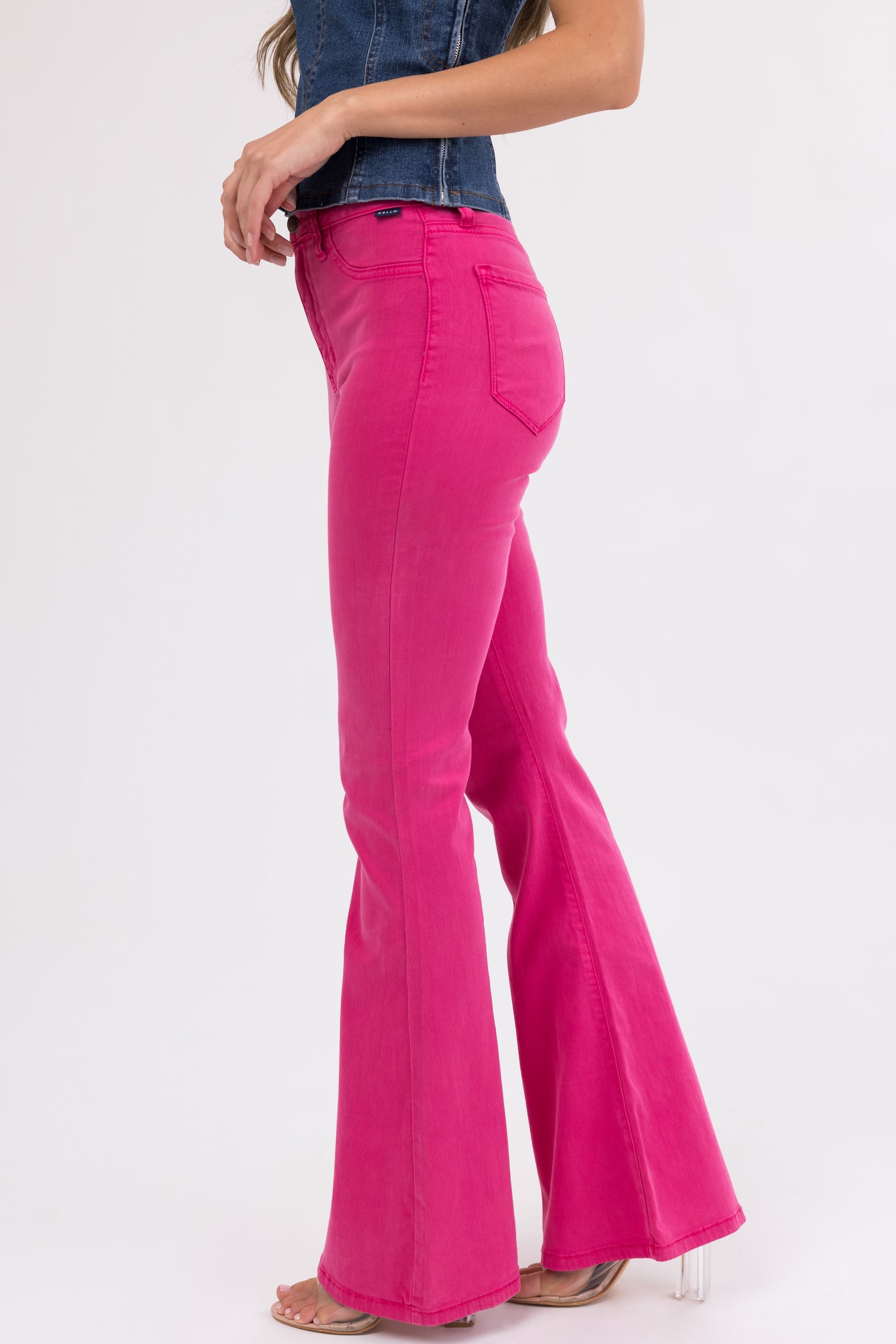 Cello Magenta High Rise Flare Leg Jeans