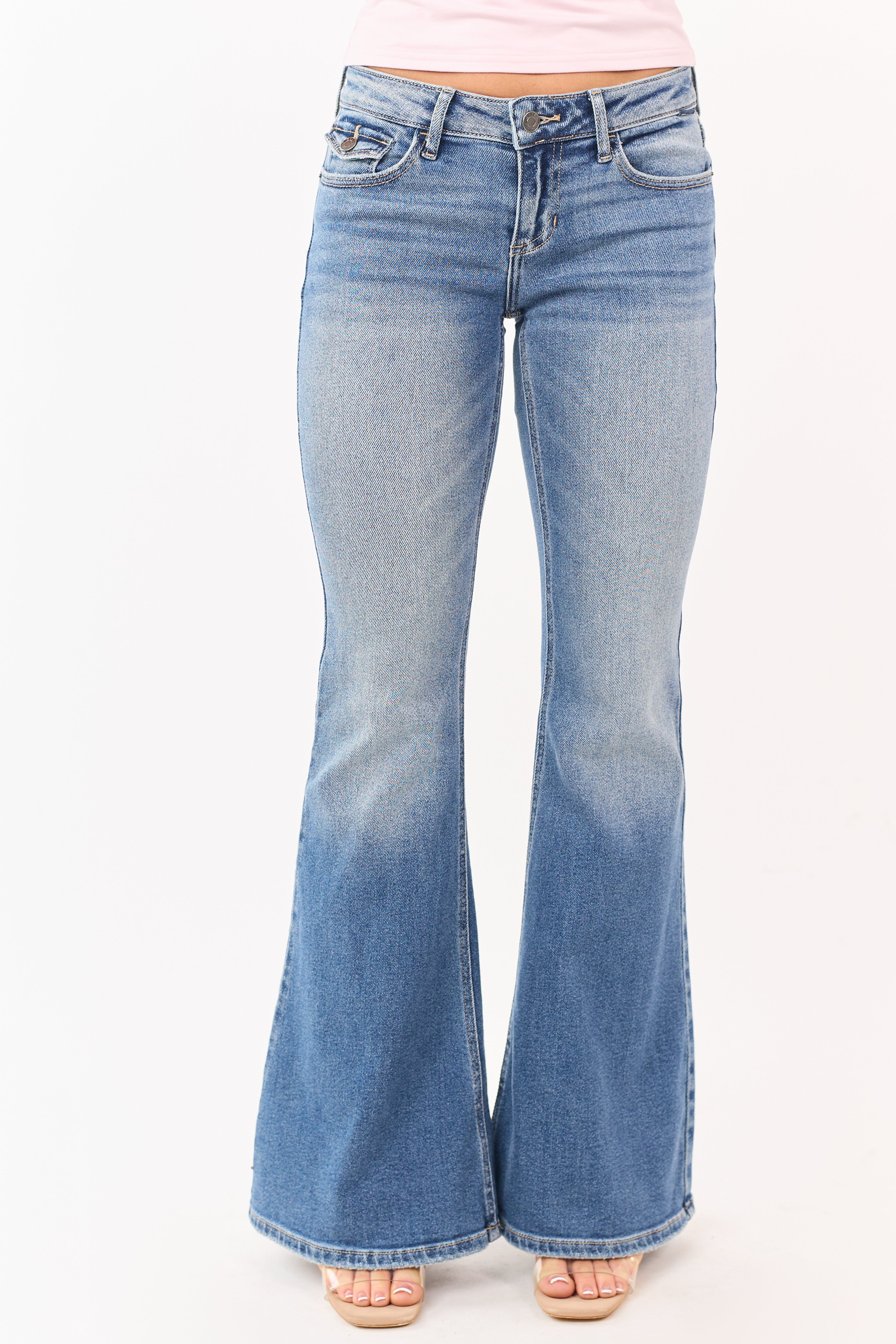 Cello Medium Stone Wash Stretchy Flare Leg Jeans
