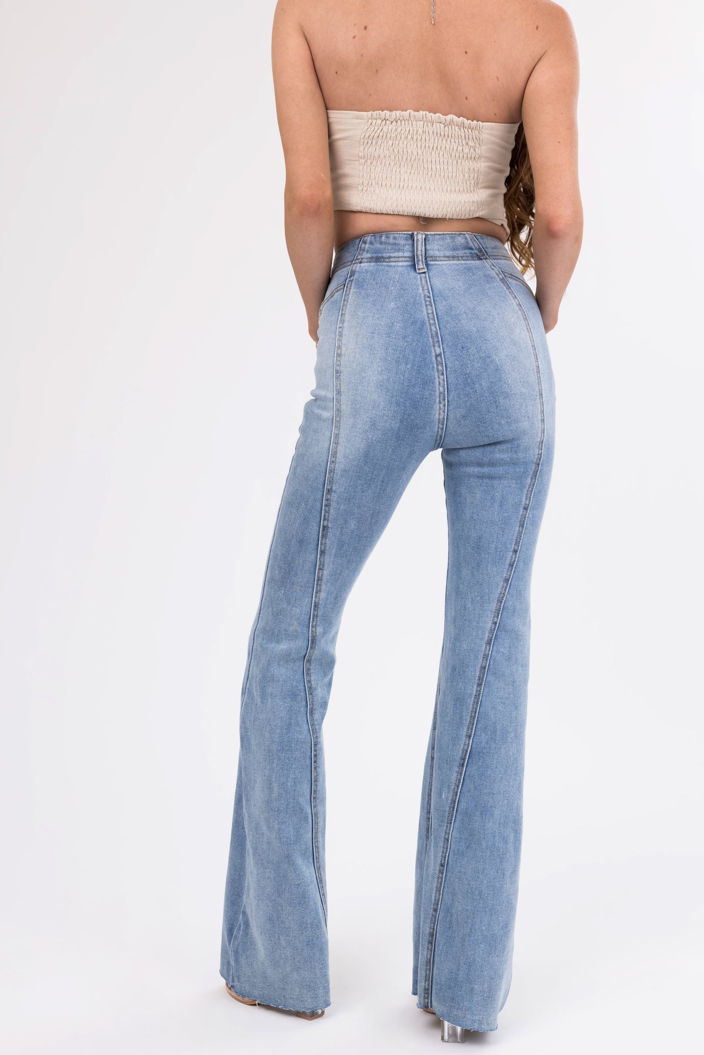 Cello Medium Wash 70s Fit and Flare Jeans