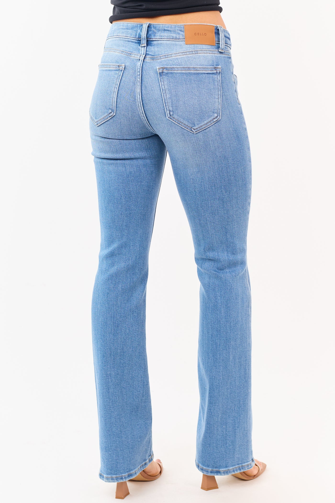 Cello Medium Wash Mid Rise Stretchy Bootcut Jeans
