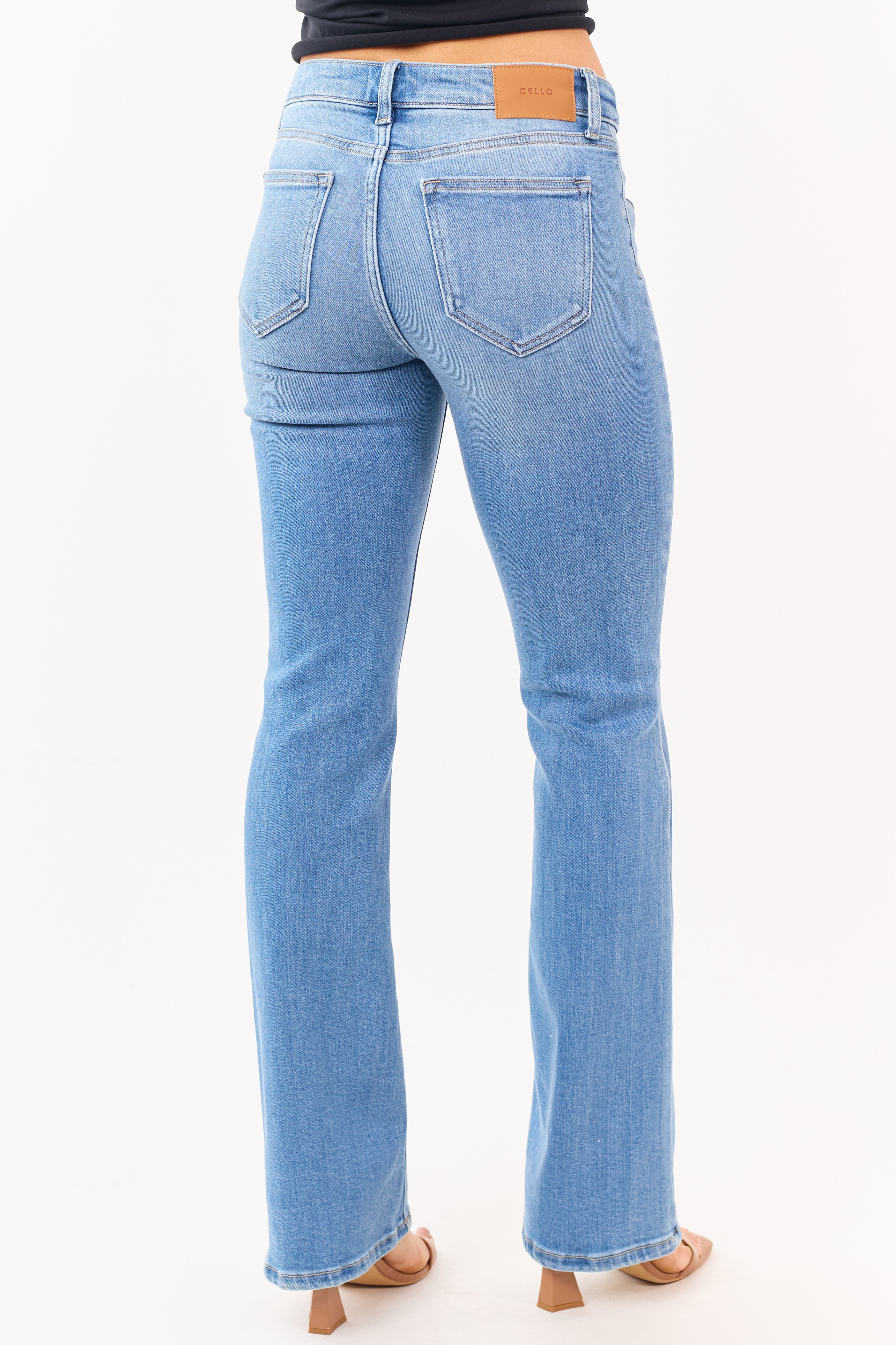 Cello Medium Wash Mid Rise Stretchy Bootcut Jeans