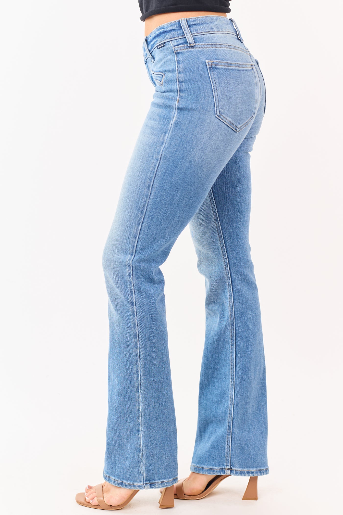 Cello Medium Wash Mid Rise Stretchy Bootcut Jeans