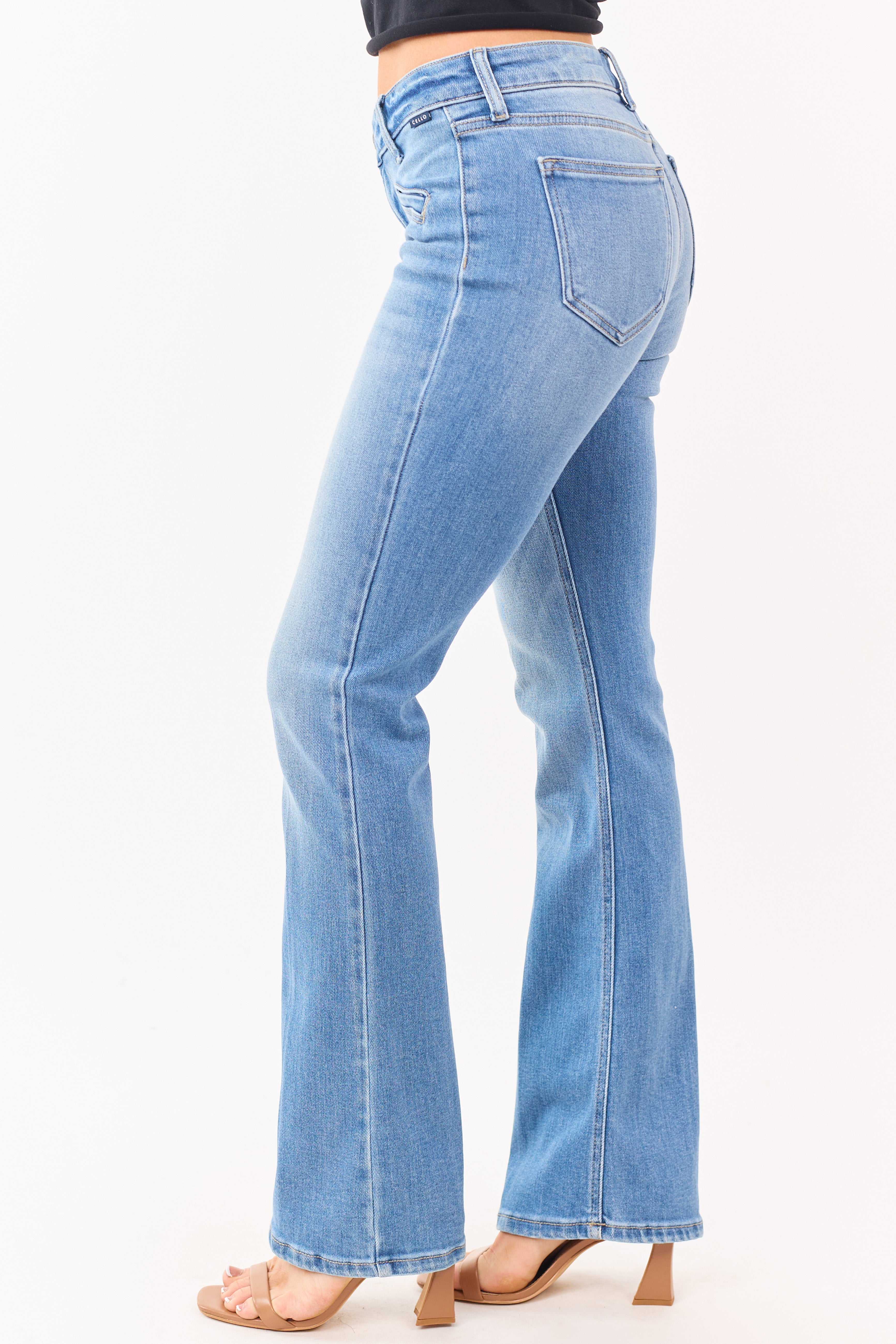 Cello Medium Wash Mid Rise Stretchy Bootcut Jeans