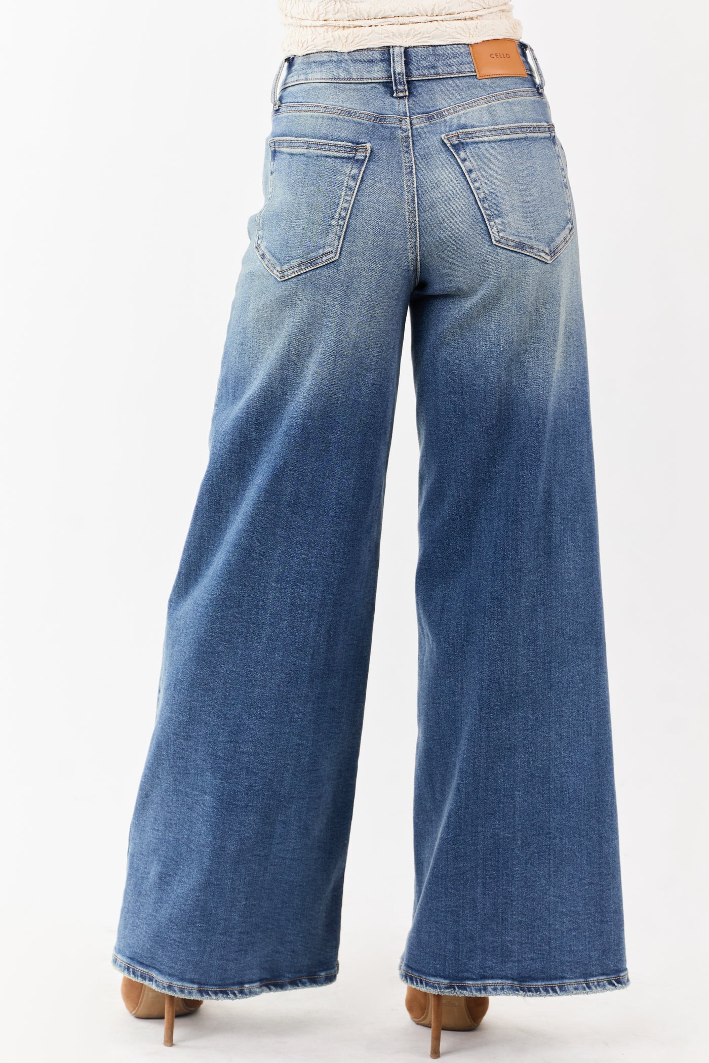Cello Medium Wash Wide Leg Stretchy Jeans