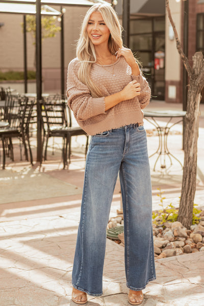 Cello Medium Wash Wide Leg Stretchy Jeans