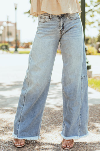 Kelvin Double Waist Wide Leg Cello Jeans (Medium)