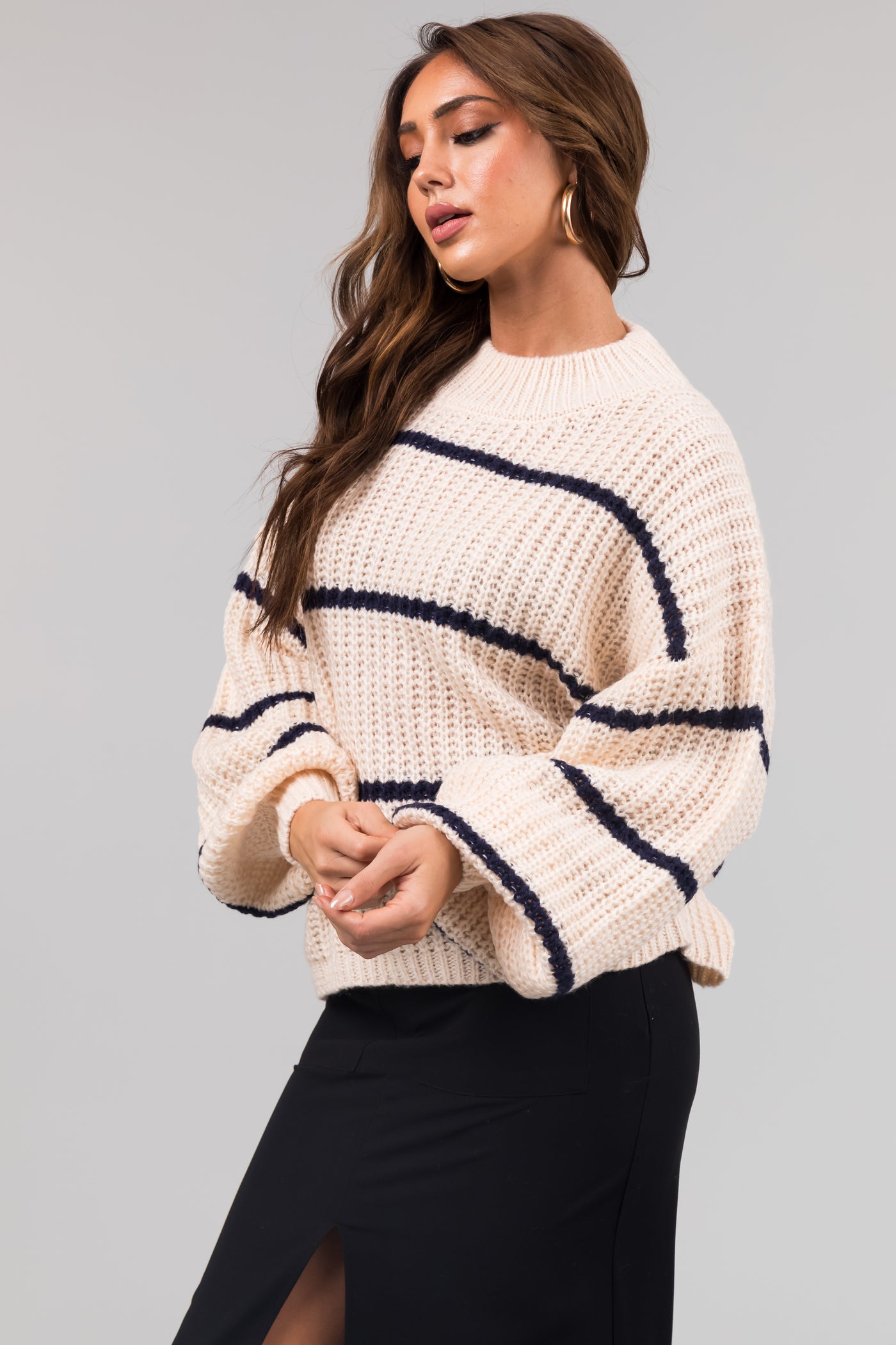 Champagne Oversized Striped Sweater