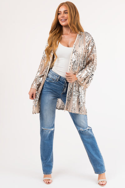 Champagne and Silver Sequin Kimono