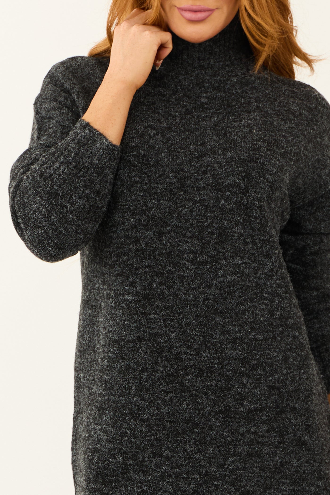 cotton-wool mock-neck mini sweater dress Women's Cotton Cashmere Mock Neck Mini Dress in Heather Oatmeal, Size XS by Quince