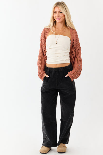 Charcoal Stone Washed Corduroy Wide Leg Pants | Lime Lush Boutique
