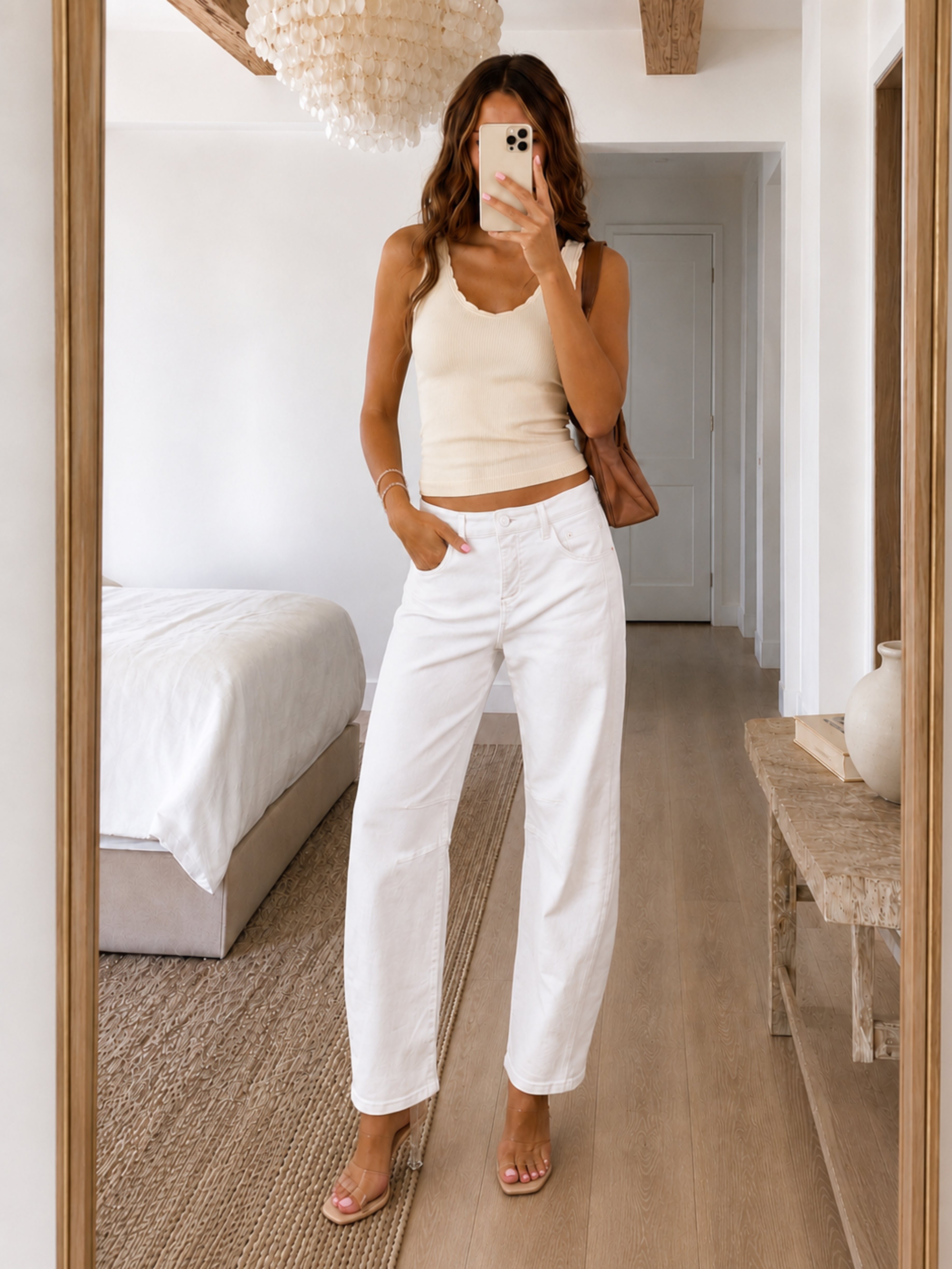 Risen Off White Stretchy Slouchy Barrel Jeans