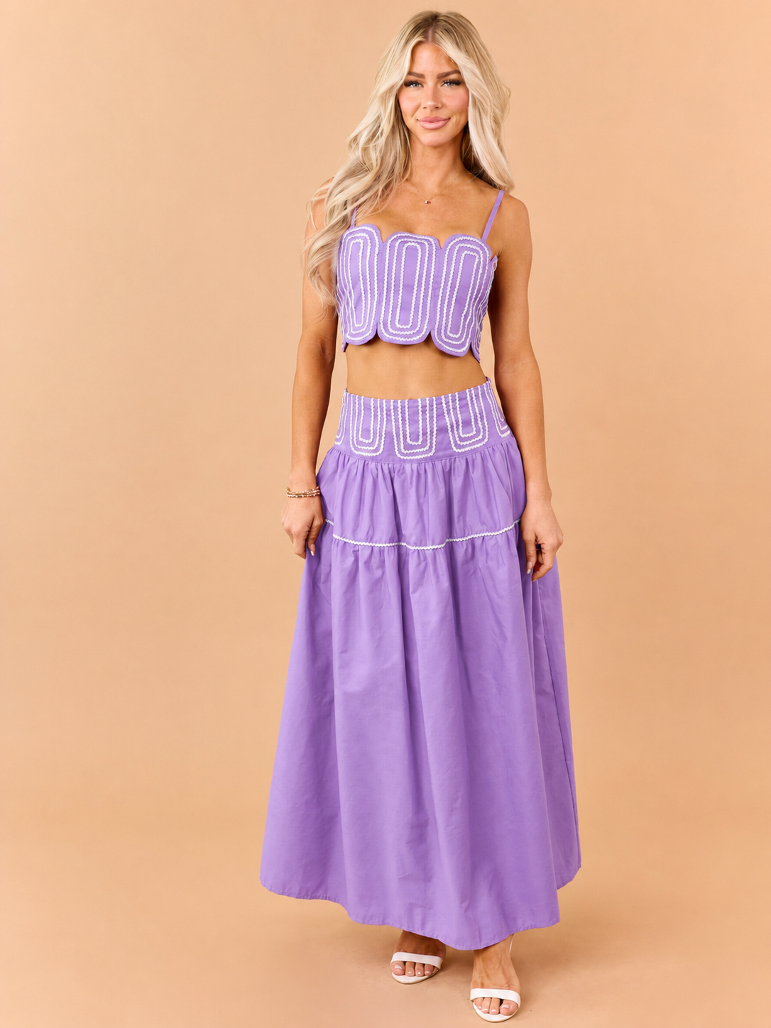 PRE-ORDER Iris Cotton Contrast Detail Tank Top and Skirt Set SHIP ETA 8/25
