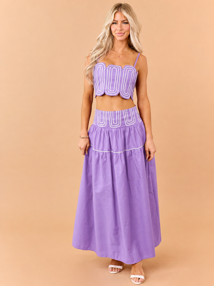 PRE-ORDER Iris Cotton Contrast Detail Tank Top and Skirt Set SHIP ETA 8/25