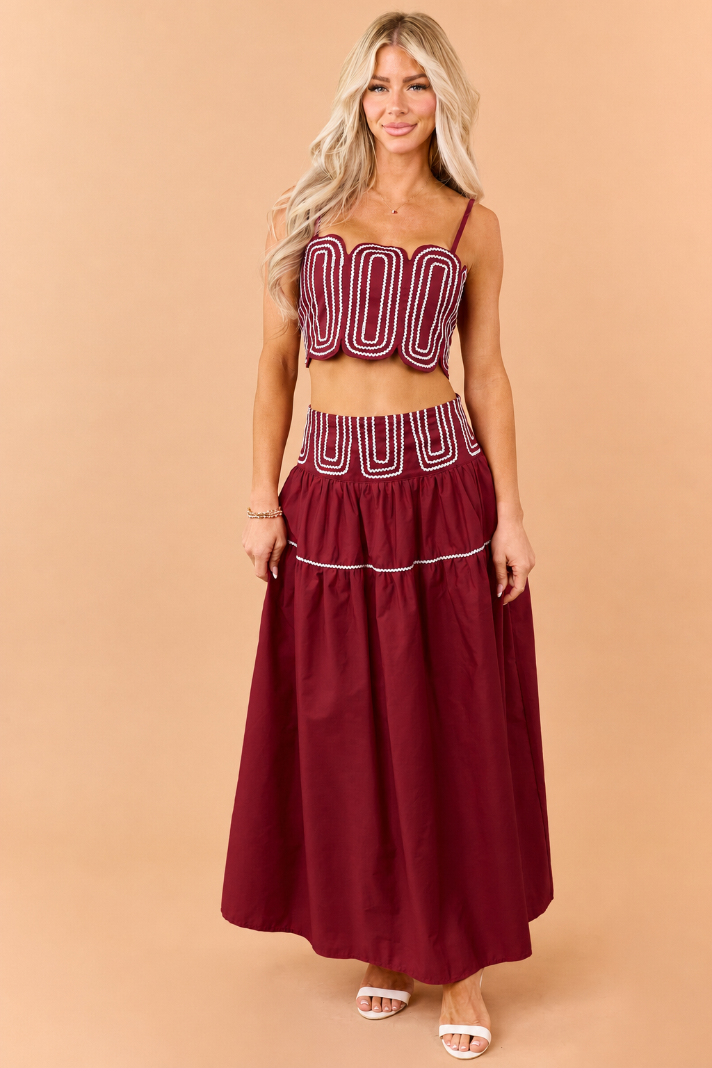 PRE-ORDER Ruby Cotton Contrast Detail Tank Top and Skirt Set SHIP ETA 8/20