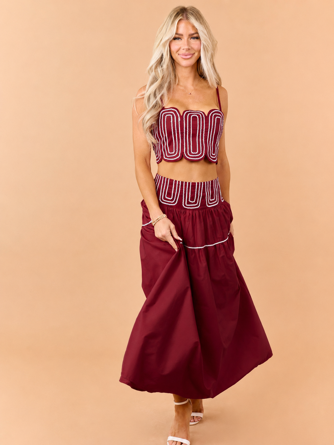 PRE-ORDER Ruby Cotton Contrast Detail Tank Top and Skirt Set SHIP ETA 8/20