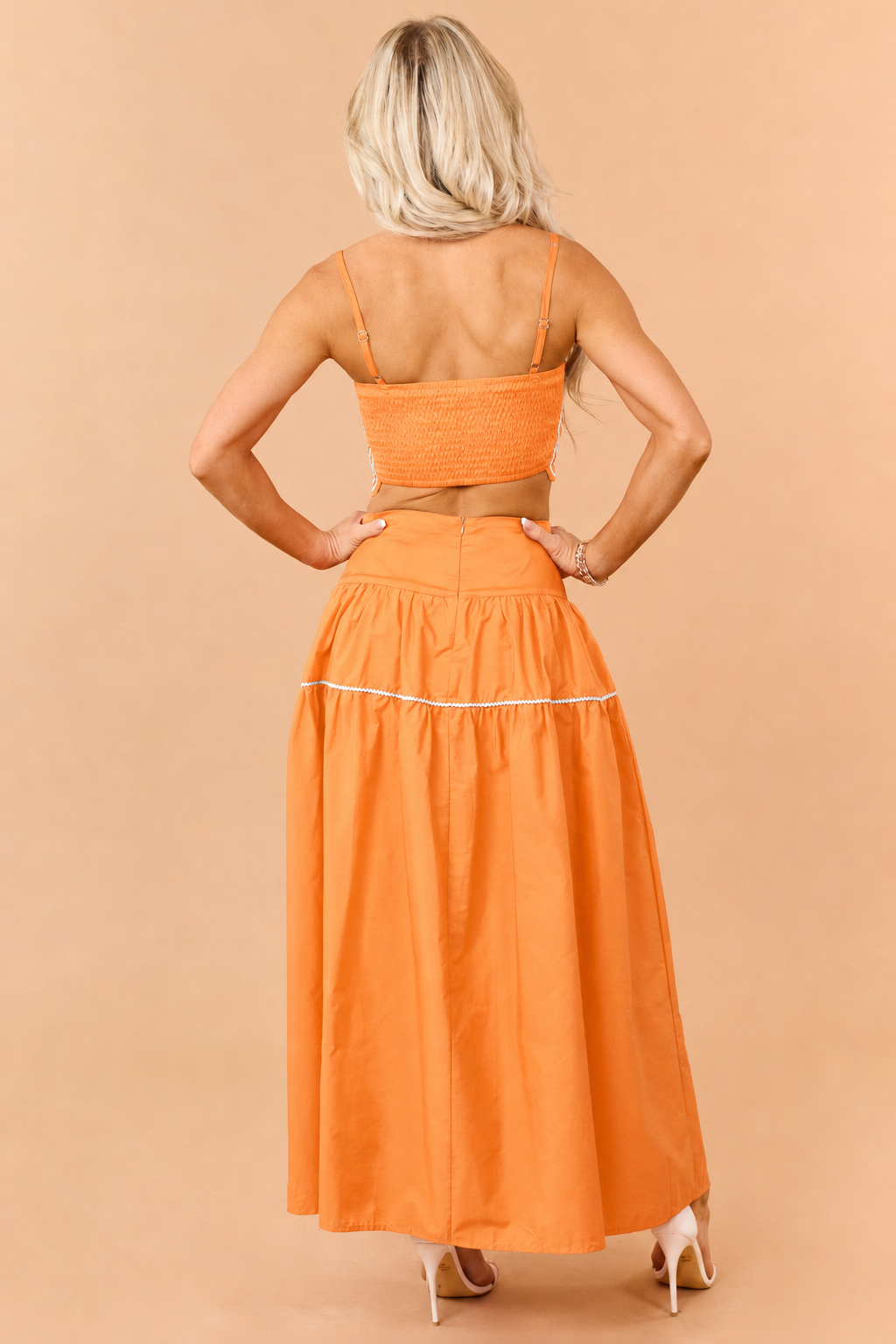 PRE-ORDER Sunset Cotton Contrast Detail Tank Top and Skirt Set SHIP ETA 8/20