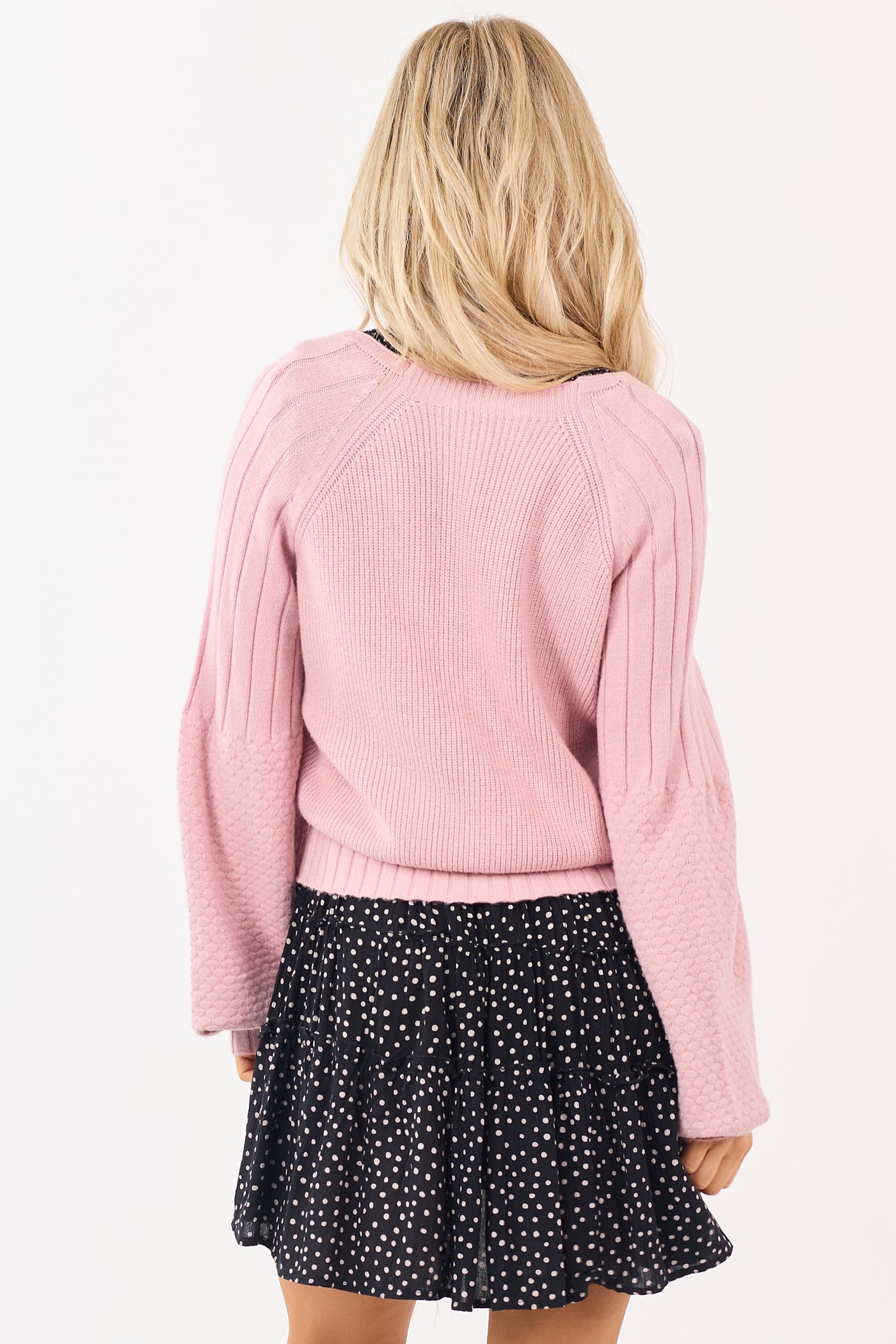 Cherry Blossom Button Down Rib Knit Cardigan