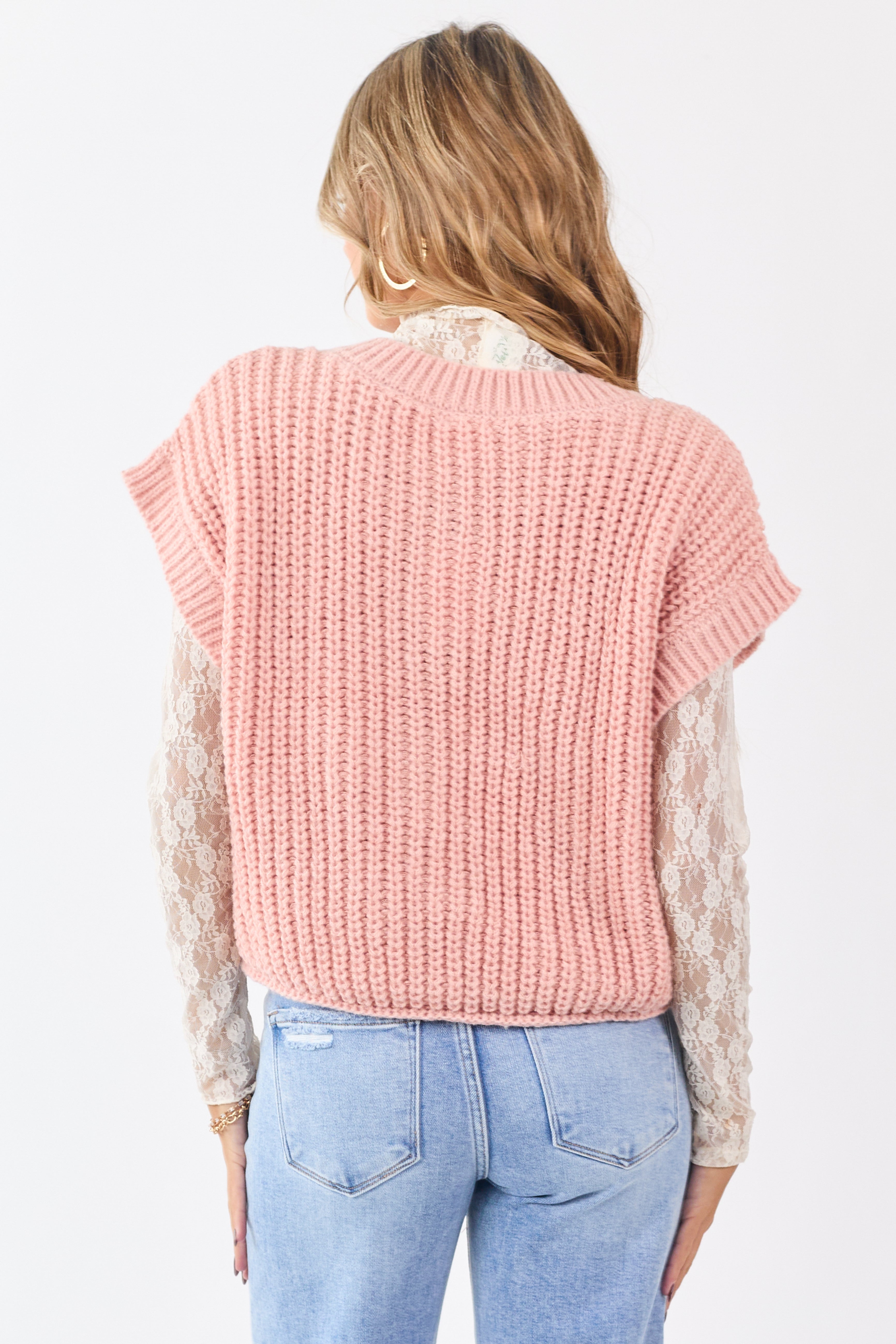 Cherry Blossom Button Down Short Sleeve Sweater Top