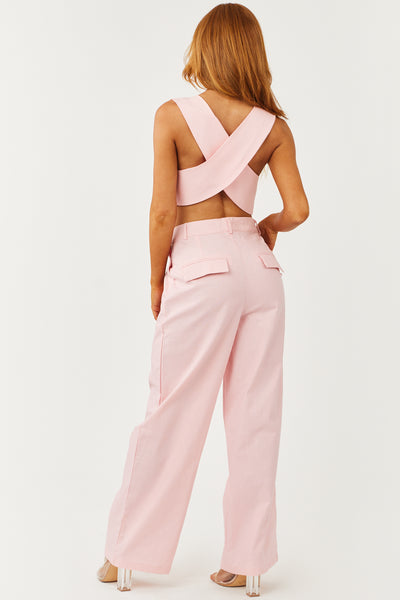 Cherry Blossom Button Up Vest and Pants Set