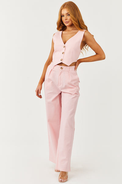 Cherry Blossom Button Up Vest and Pants Set