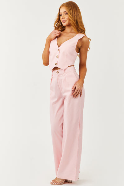 Cherry Blossom Button Up Vest and Pants Set