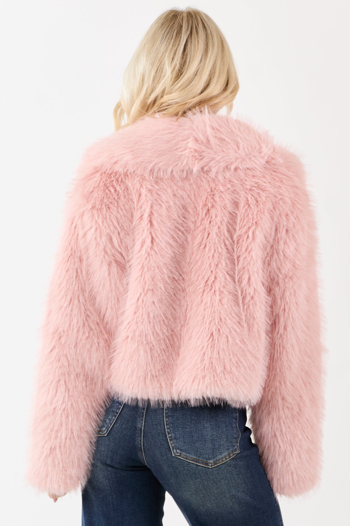 Cherry Blossom Collared Faux Fur Jacket