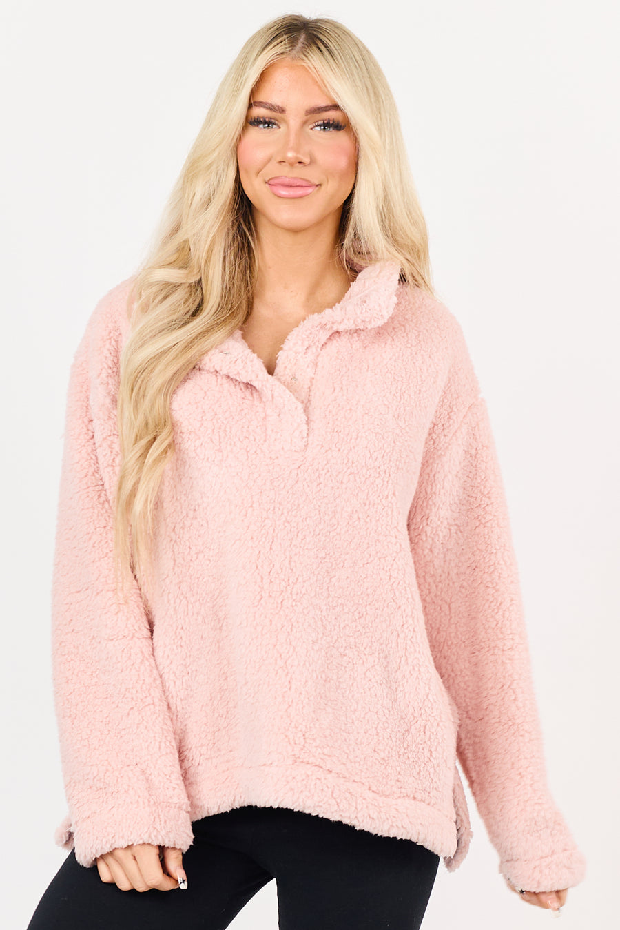 Cherry Blossom Collared Pullover Sherpa Jacket