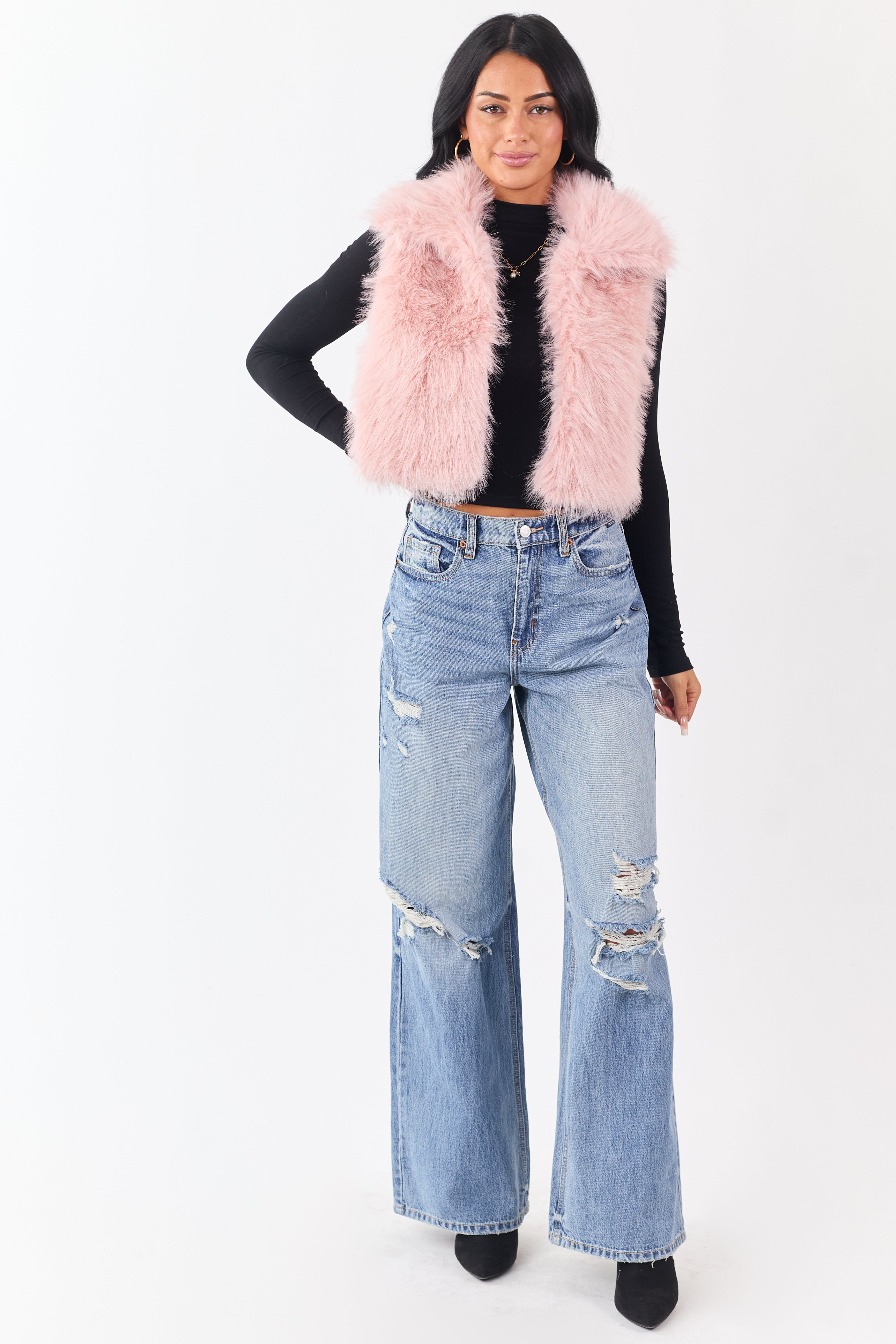 完売【新品未使用タグ付】thinkfurシャギーベストピンク エコファー 新品同様 THINK FUR シンクファー Curly Fur Minimal Vest ファー