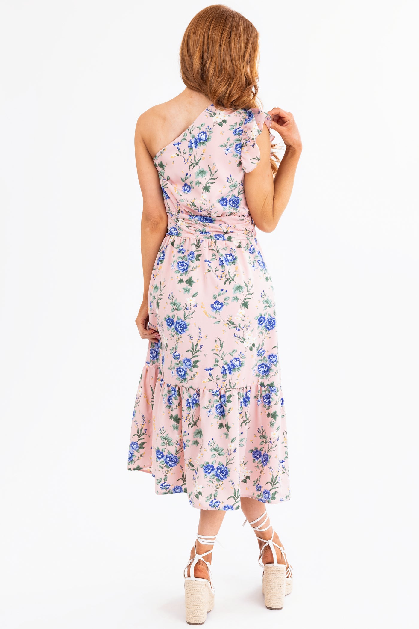 Cherry Blossom Floral One Shoulder Dress