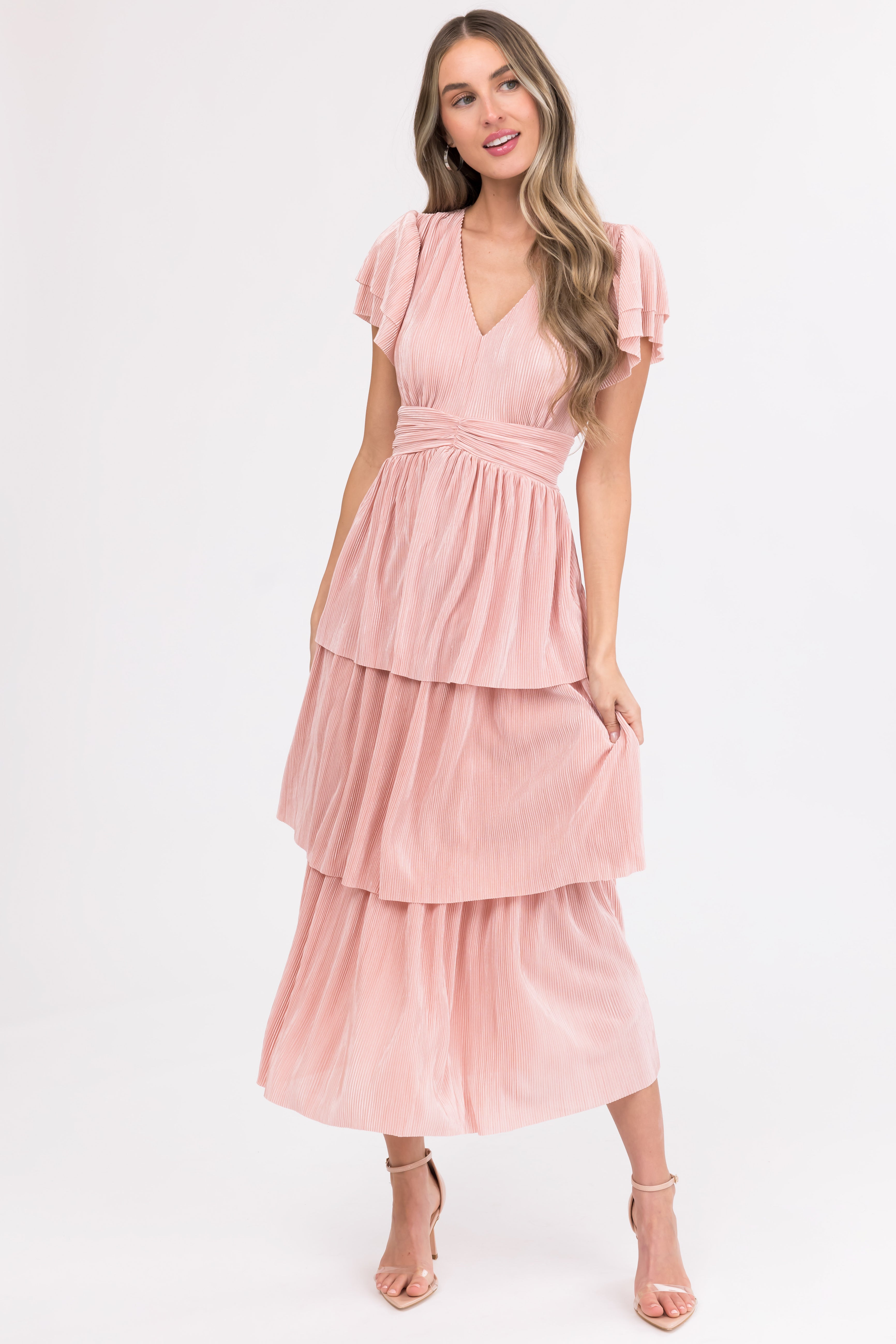 Ruffle pleated midi dress new arrivals