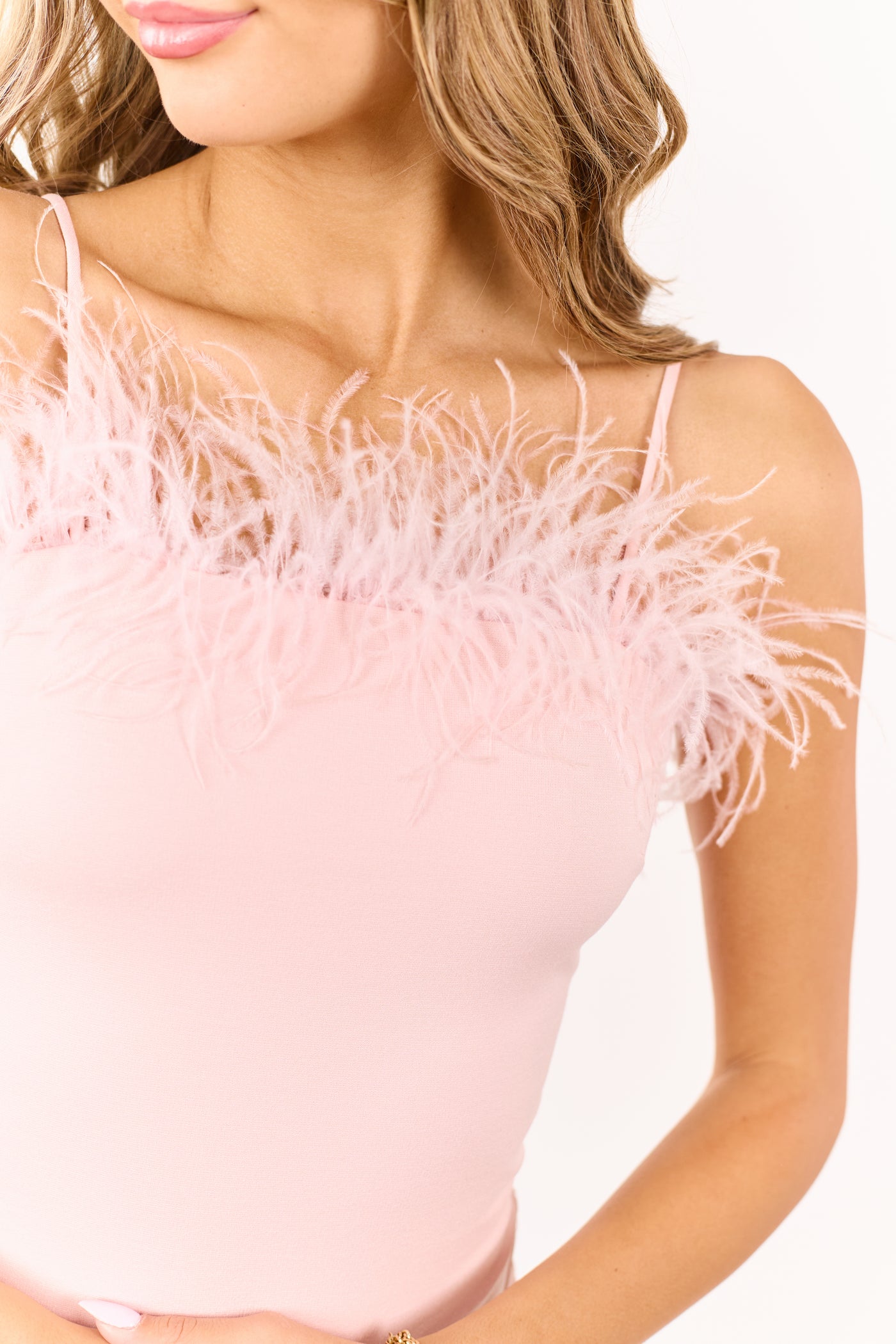 Cherry Blossom Sleeveless Feather Mini Dress