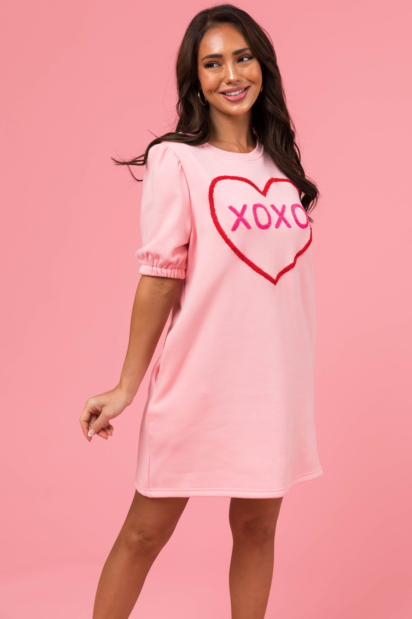 Cherry Blossom 'XOXO' Half Sleeve Fleece Dress